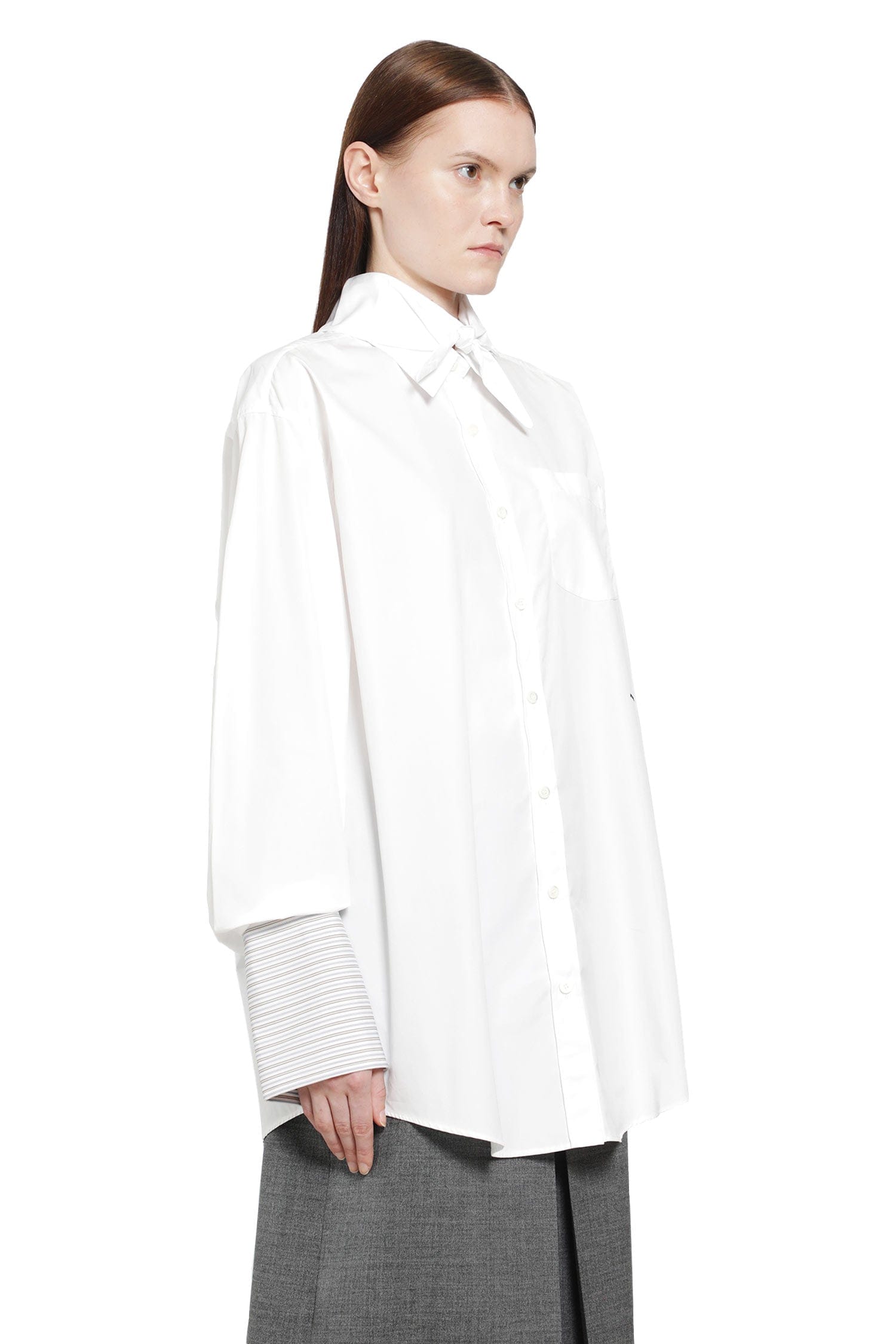 Prada Layered Cotton Shirt with Bow