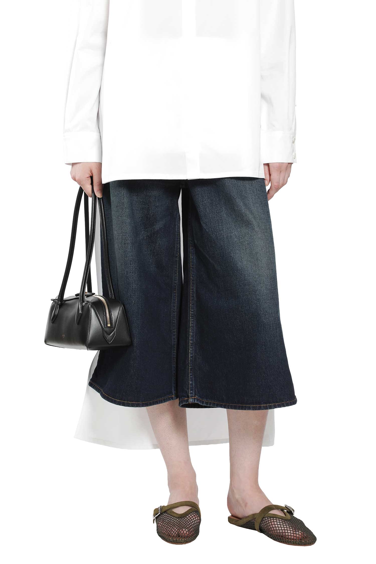 Alaia Palazzo Denim Bermuda Shorts