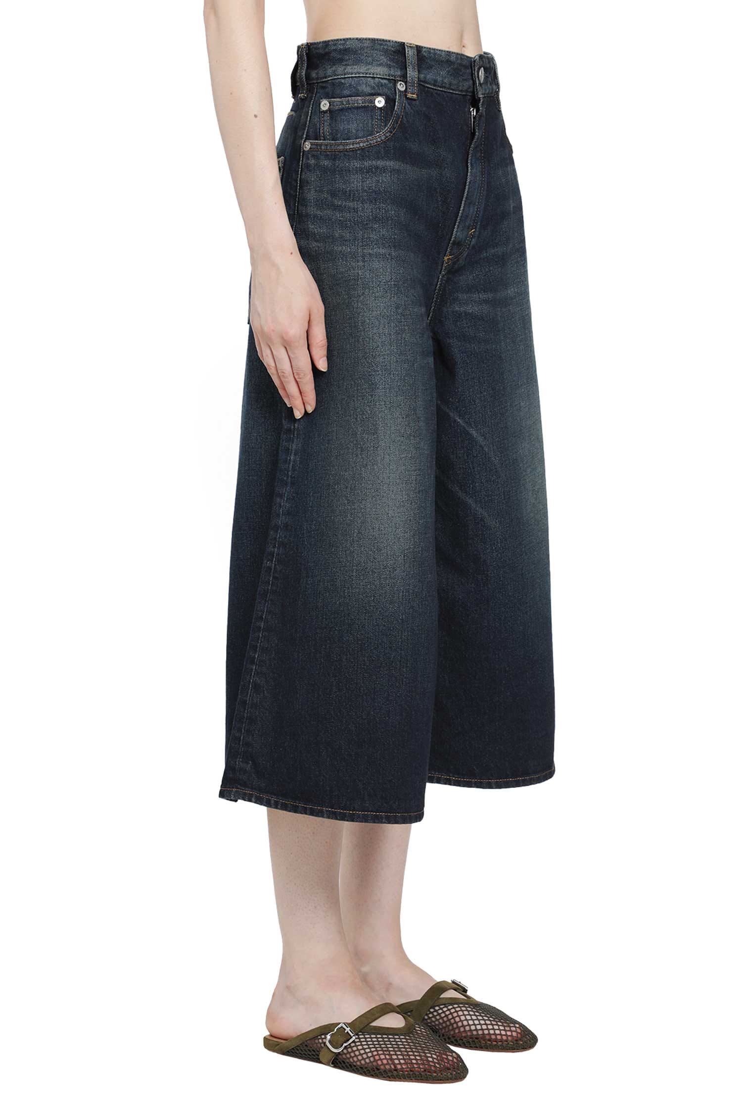 Alaia Palazzo Denim Bermuda Shorts