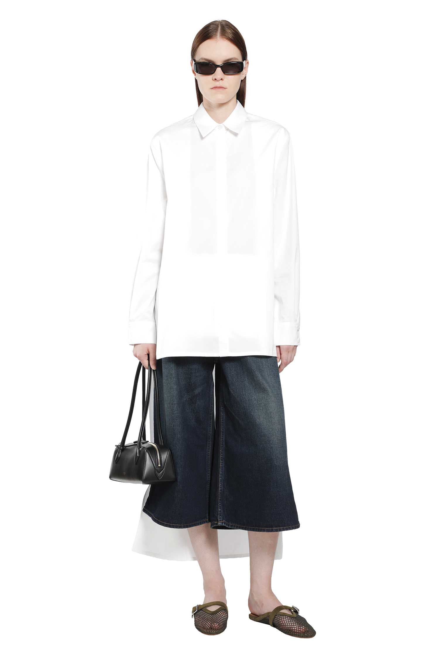 Alaia Palazzo Denim Bermuda Shorts