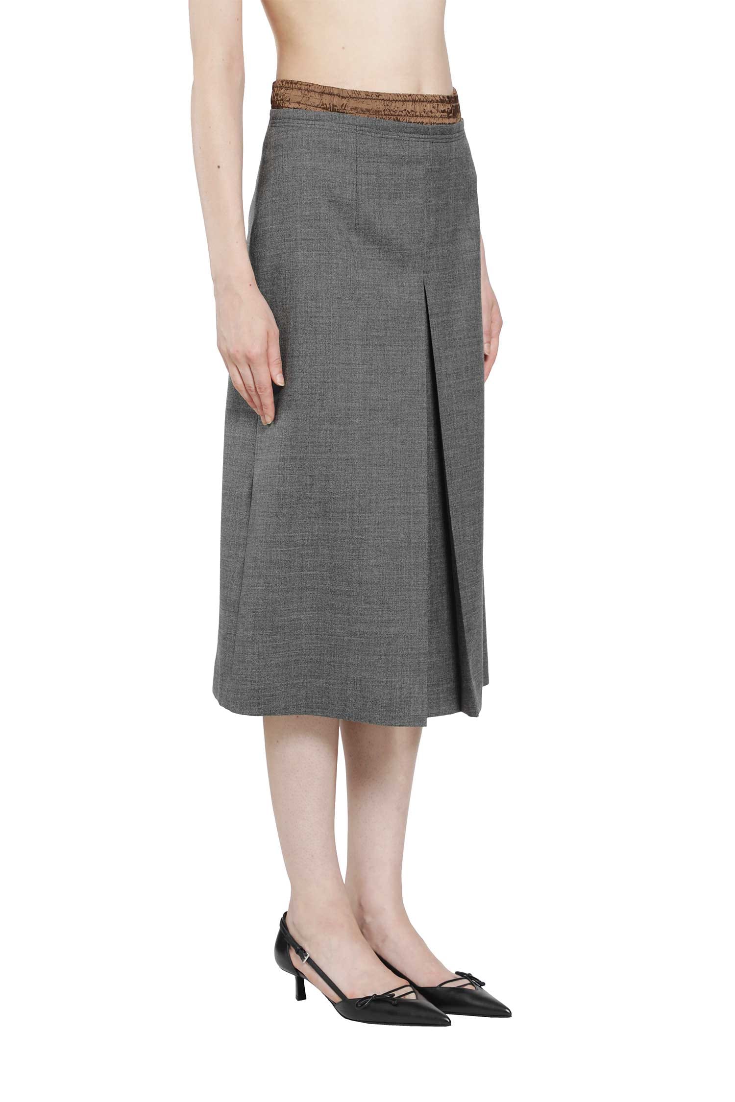 Prada Layered Wool Midi Skirt