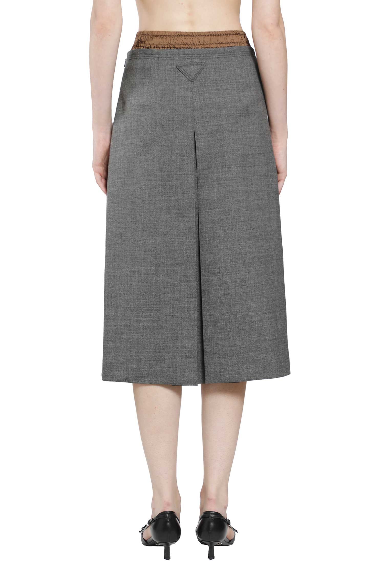 Prada Layered Wool Midi Skirt