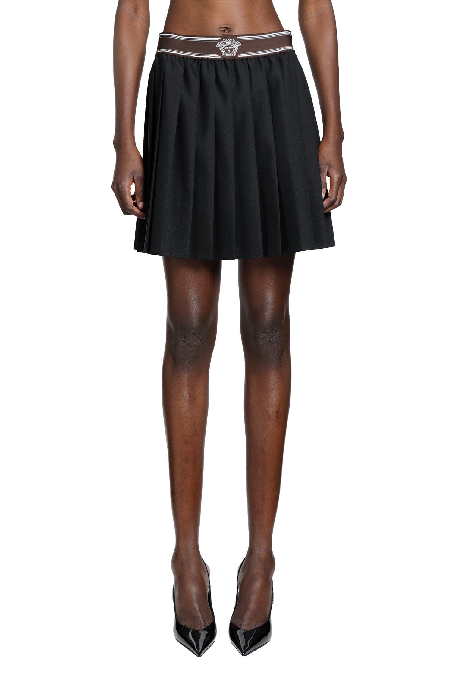 Versace Pleated Wool-Mohair Mini Skirt