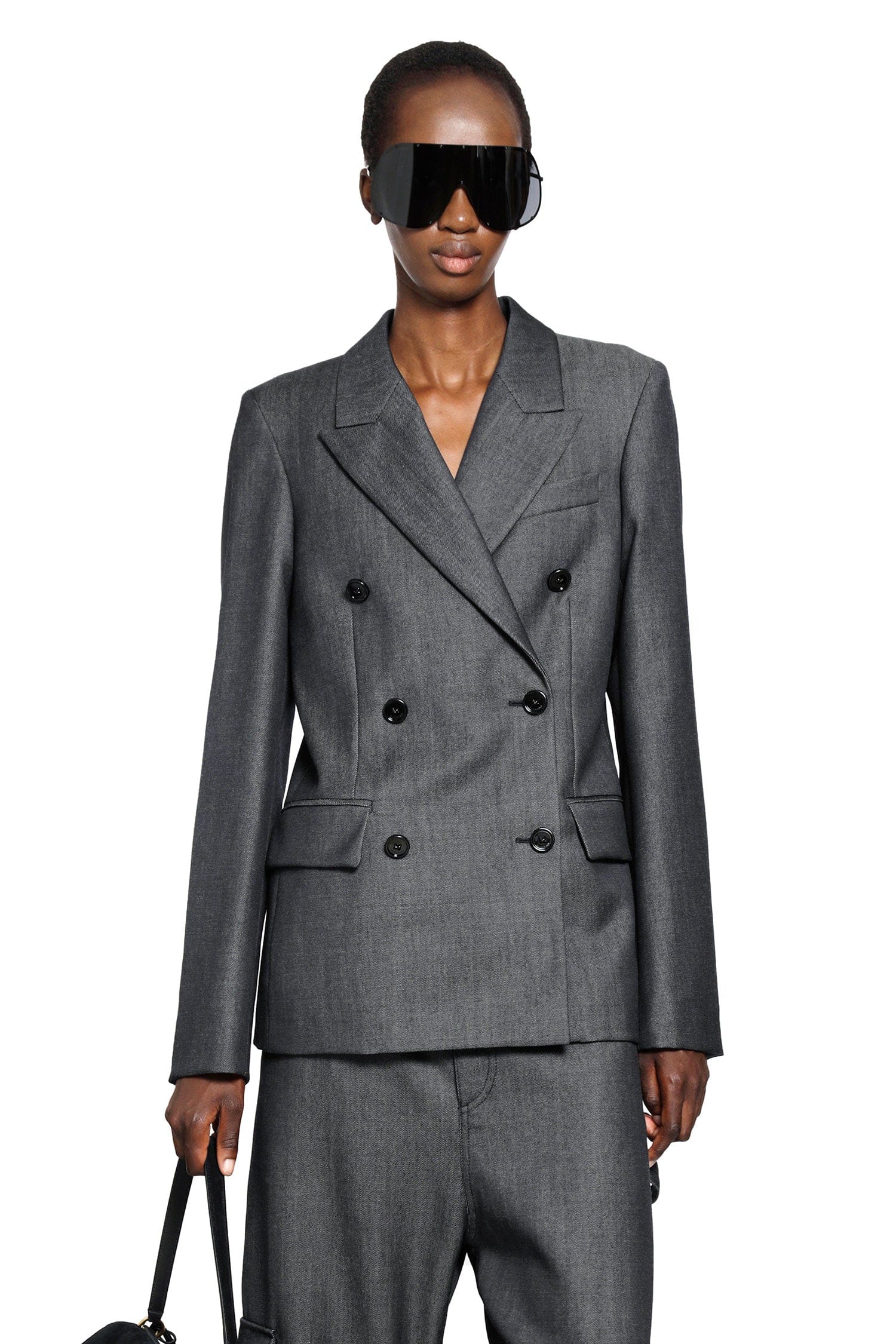 Balenciaga Wool Denim Twill Double-Breasted Blazer