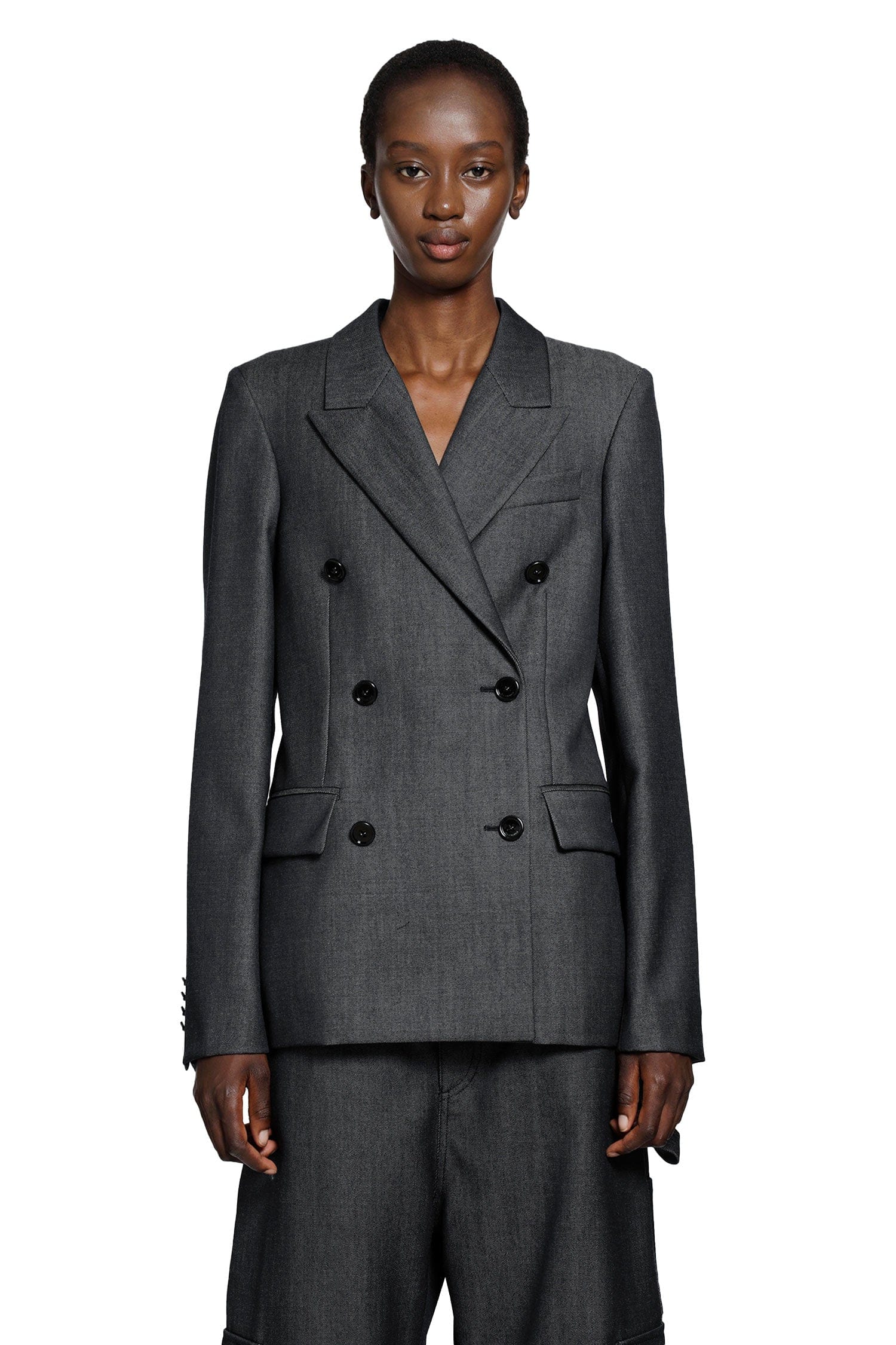 Balenciaga Wool Denim Twill Double-Breasted Blazer