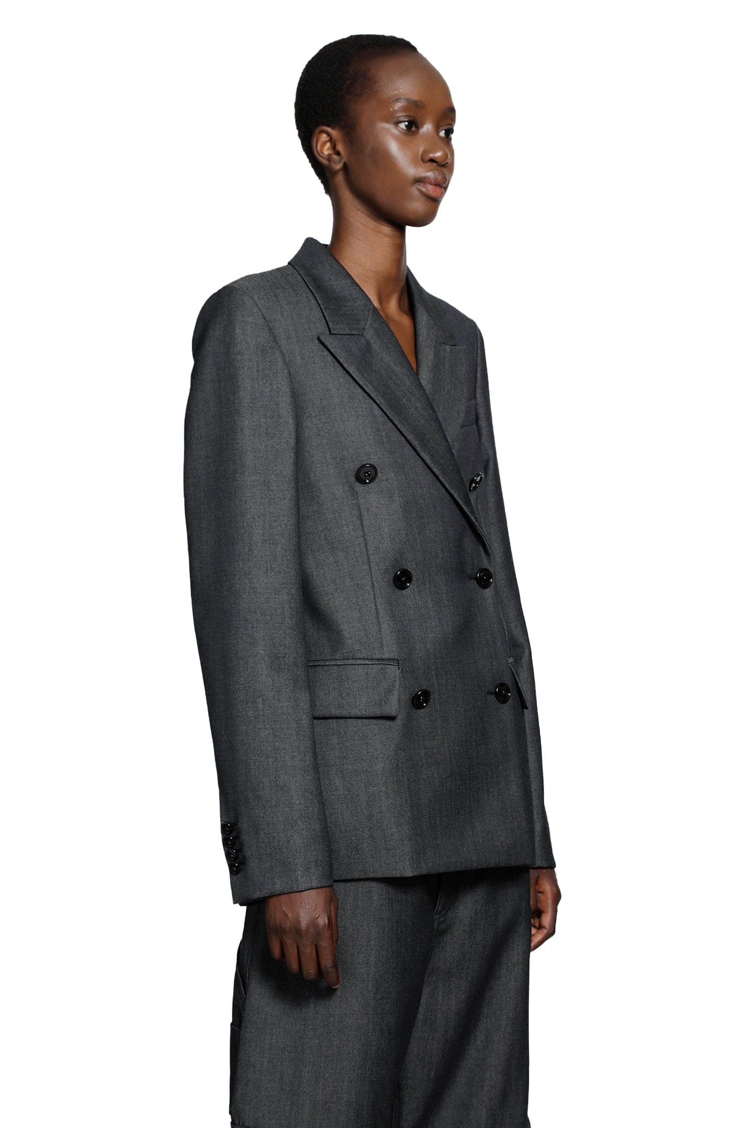 Balenciaga Wool Denim Twill Double-Breasted Blazer