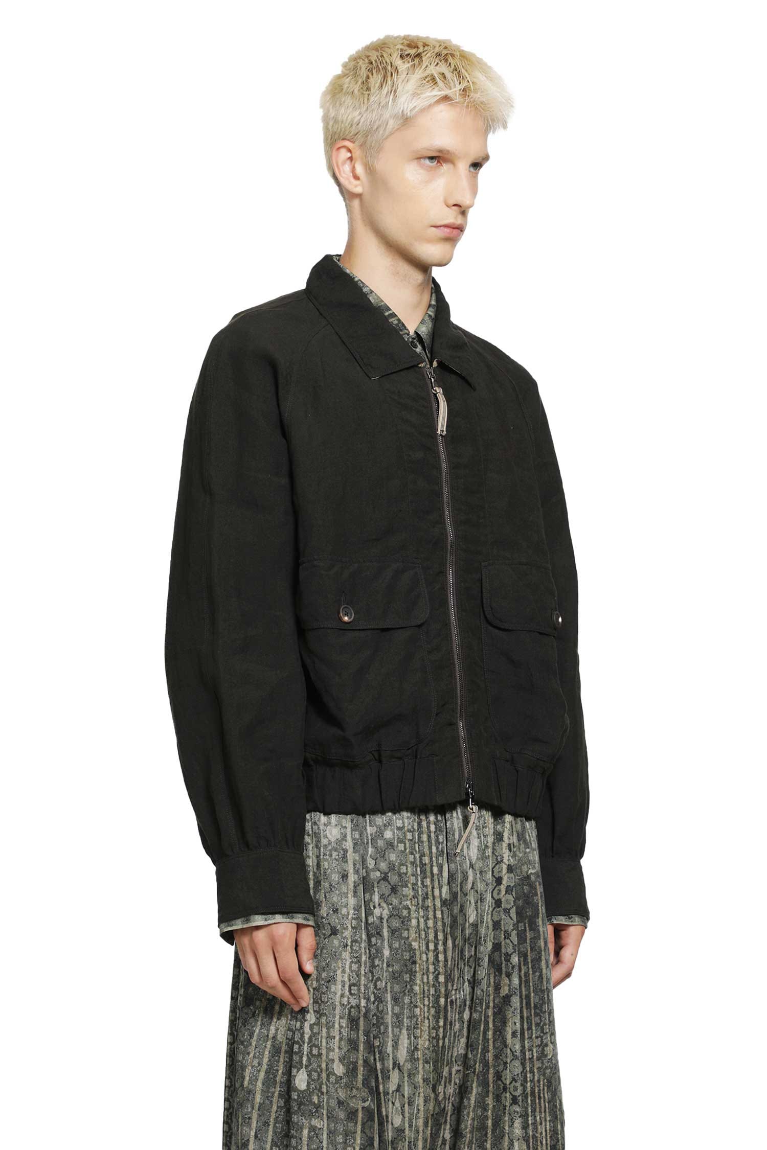 Ziggy Chen Puppytooth Cropped Aviator Jacket