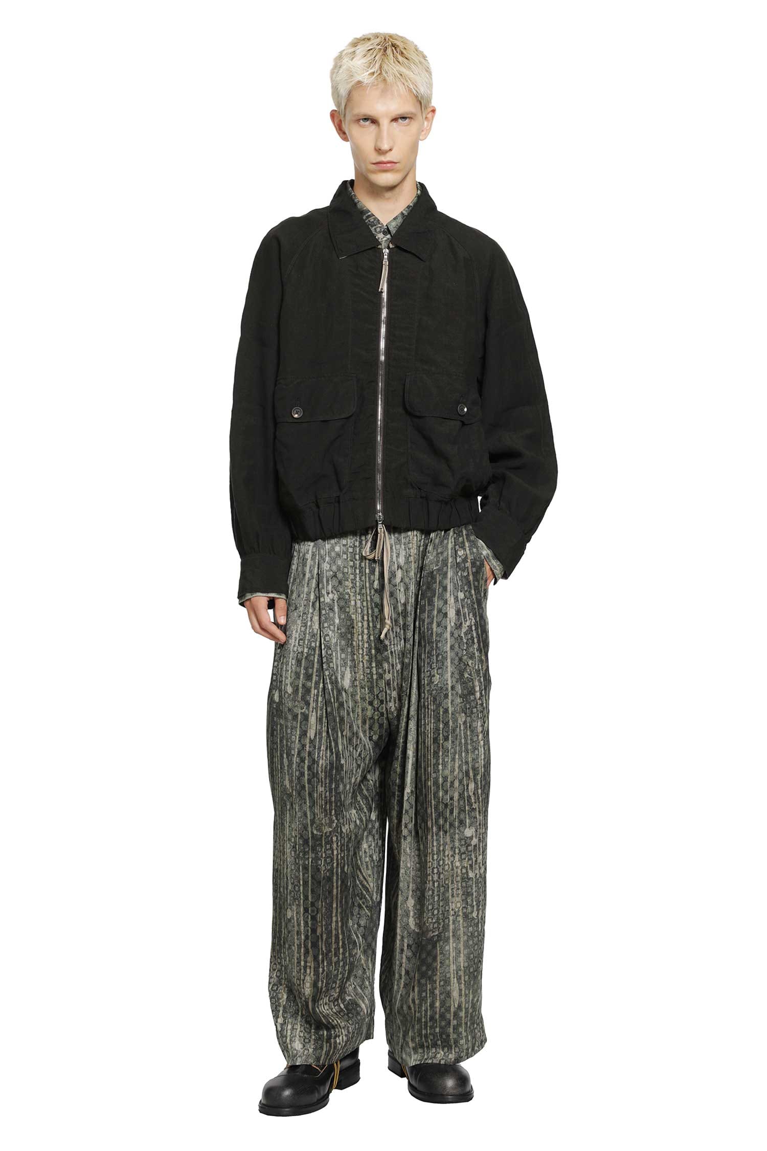 Ziggy Chen Puppytooth Cropped Aviator Jacket