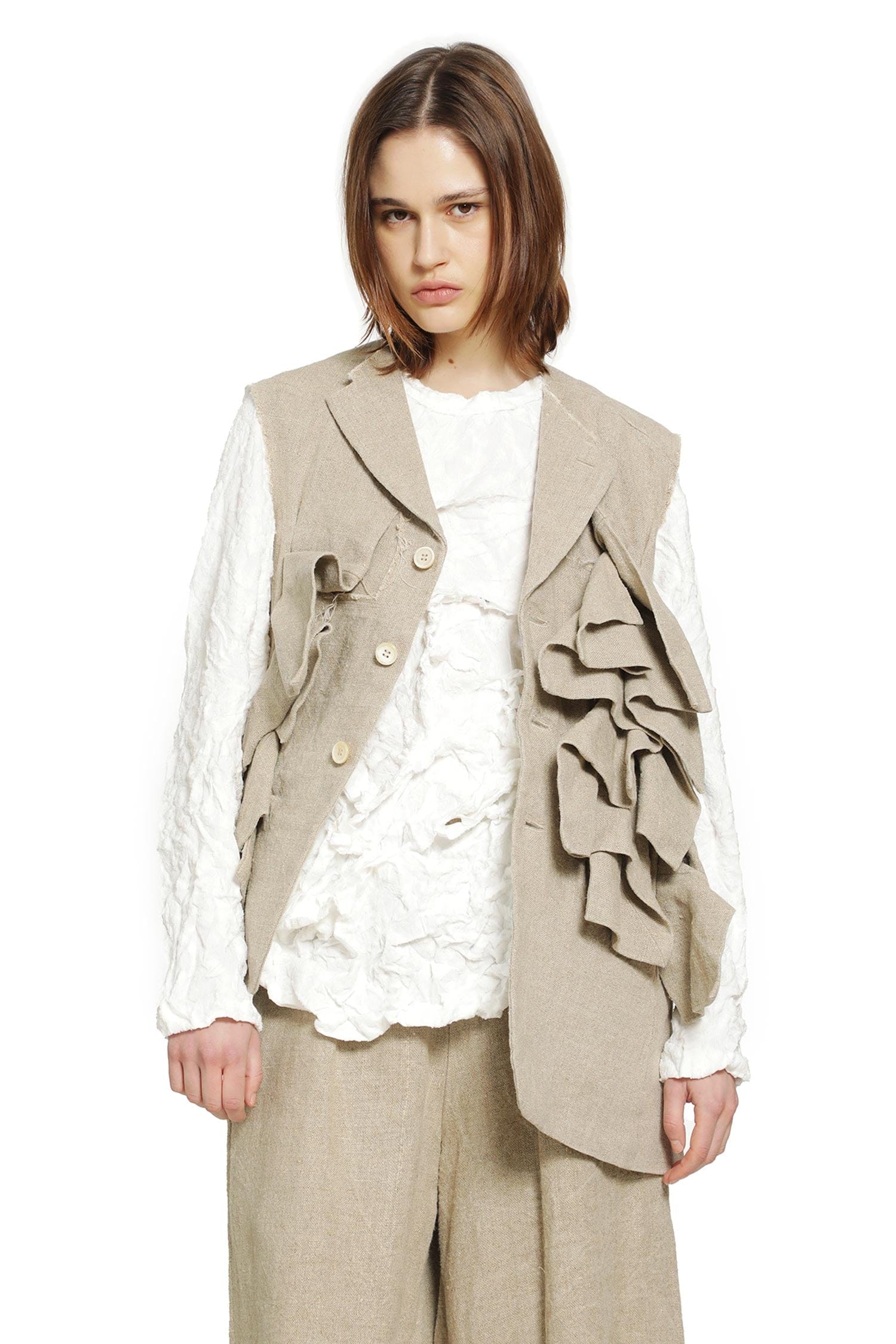Comme Des Garcons Ruffled Linen Vest