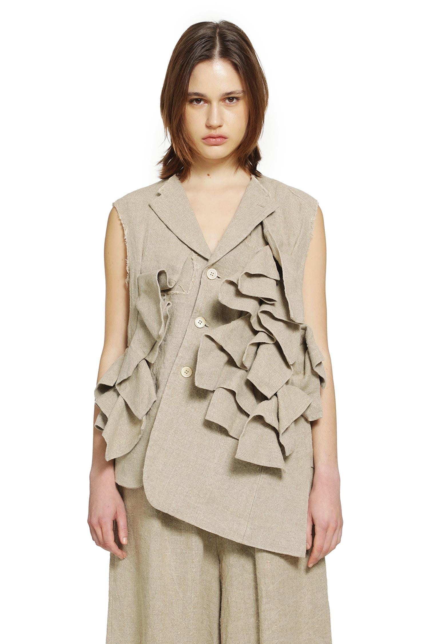 Comme Des Garcons Ruffled Linen Vest