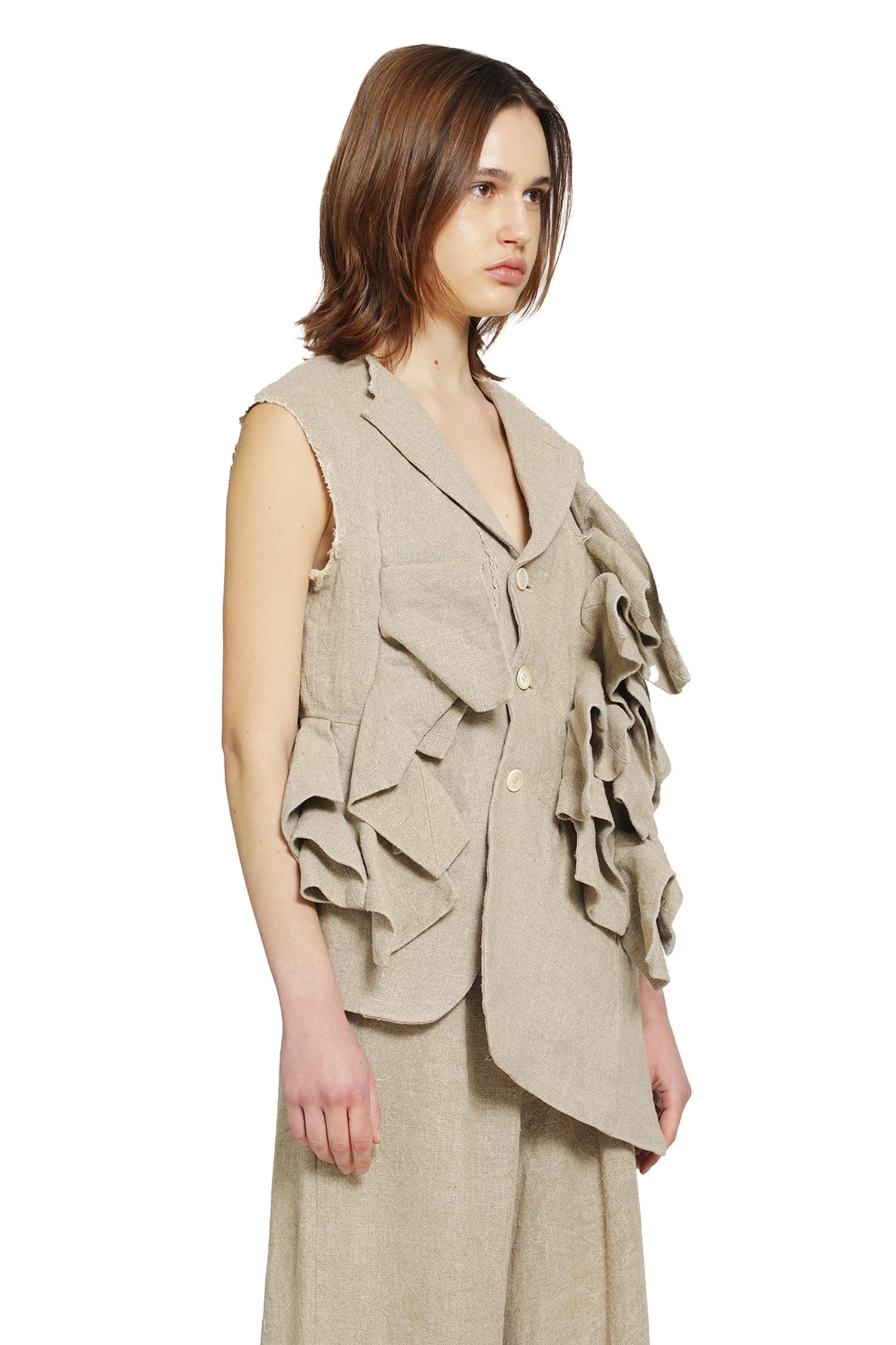 Comme Des Garcons Ruffled Linen Vest