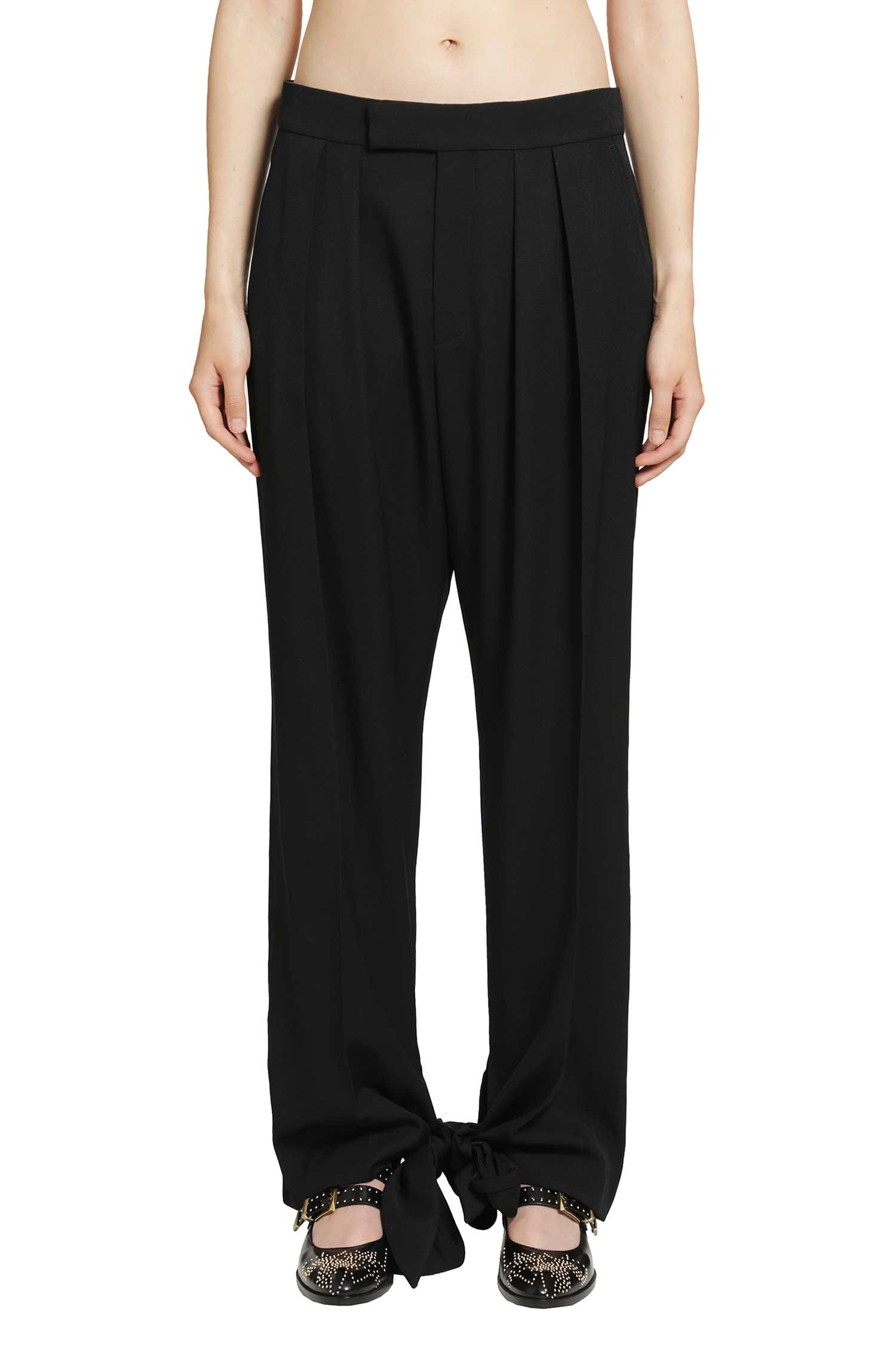 Chloe Pleated Tie-Hem Pants