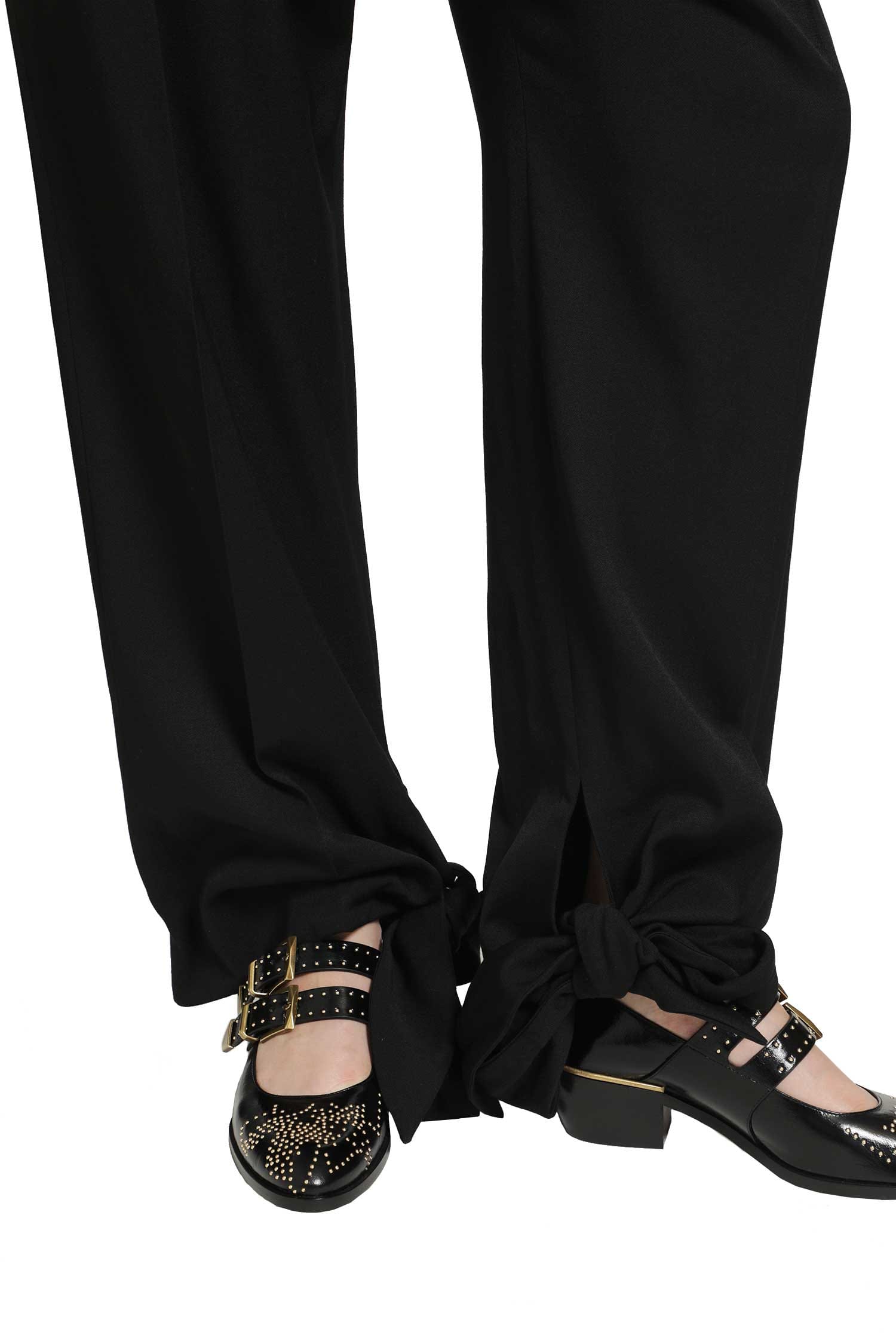 Chloe Pleated Tie-Hem Pants
