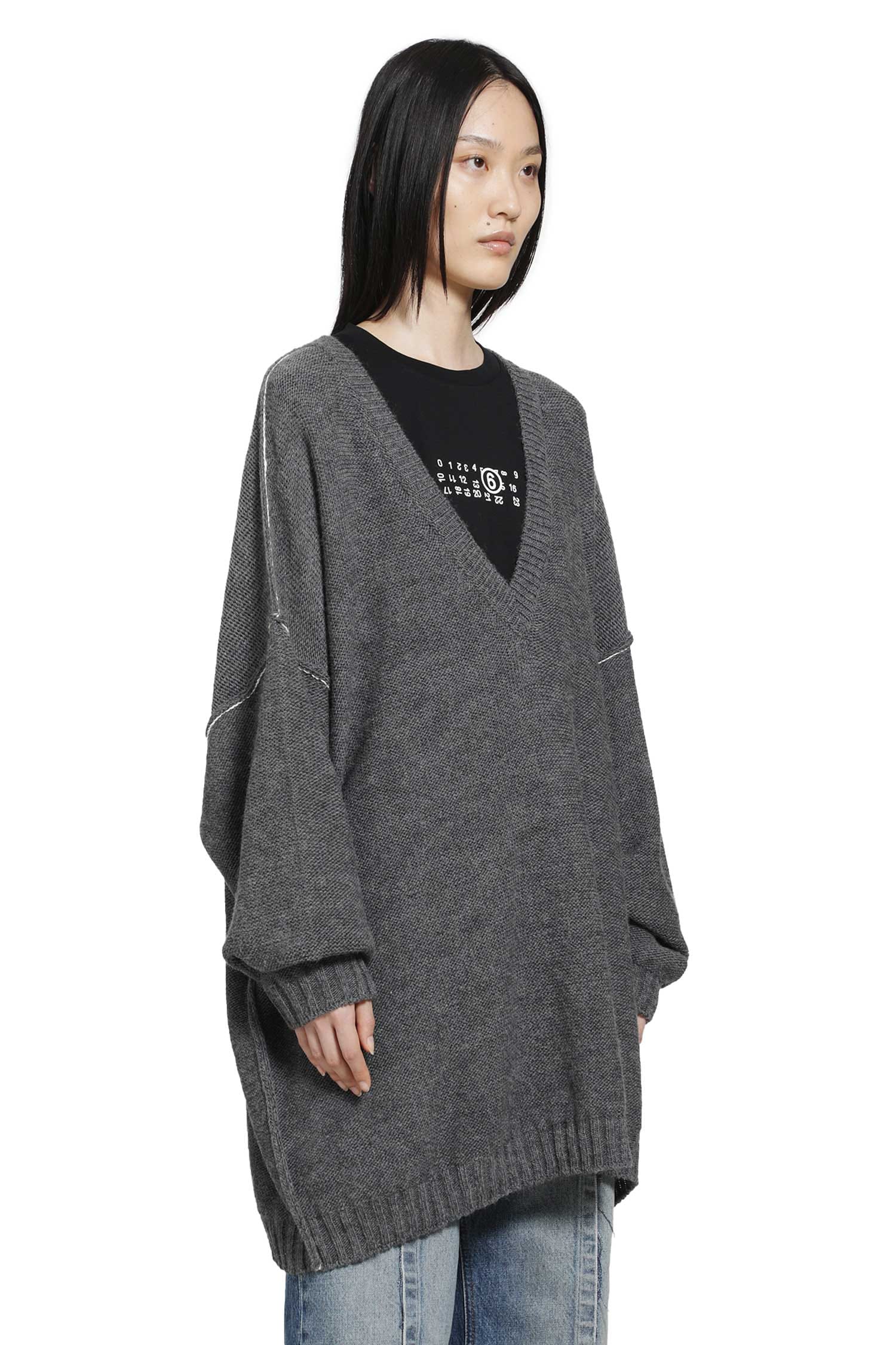 MM6 Maison Margiela Wool Alpaca V-Neck Sweater