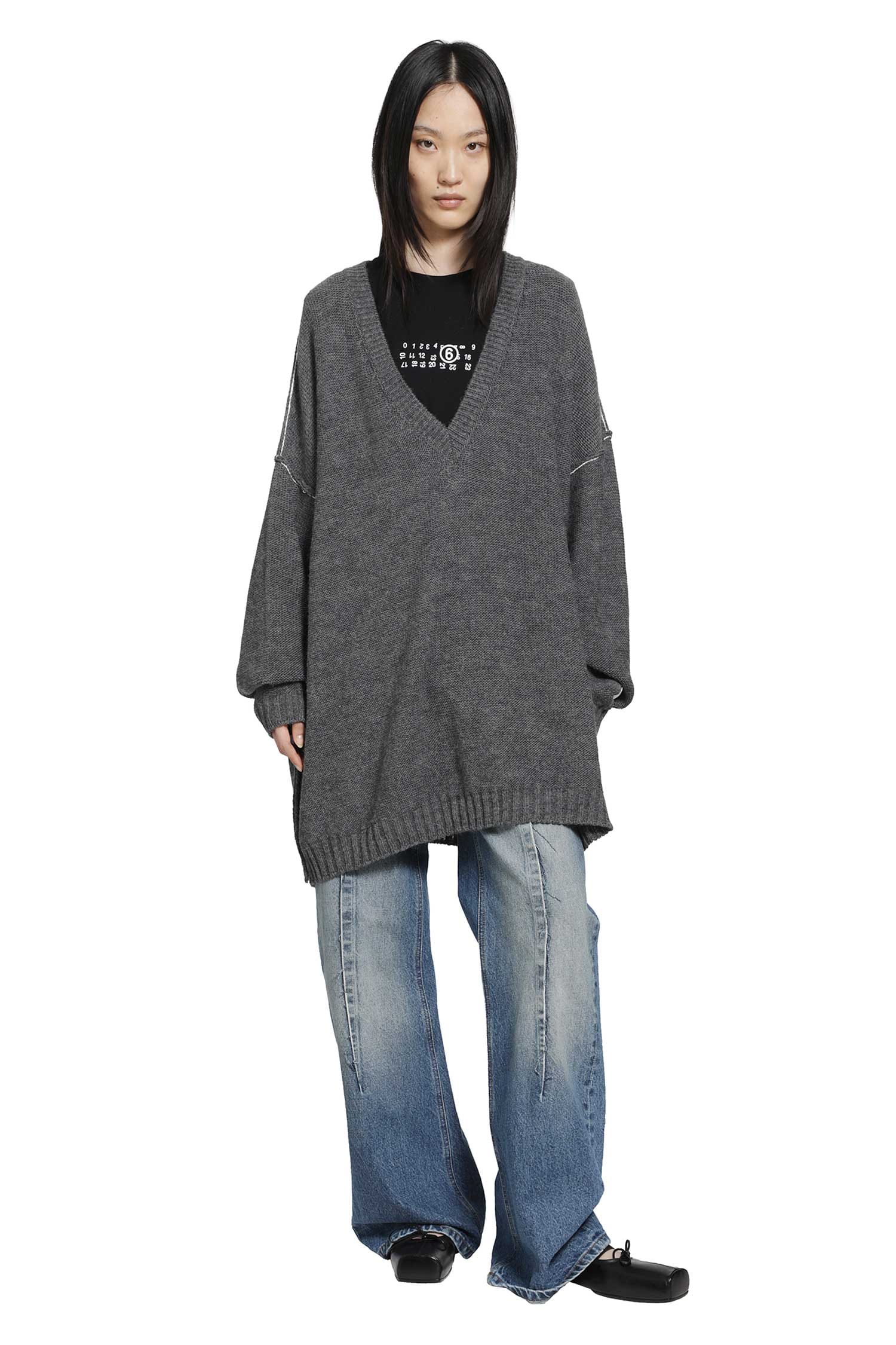 MM6 Maison Margiela Wool Alpaca V-Neck Sweater