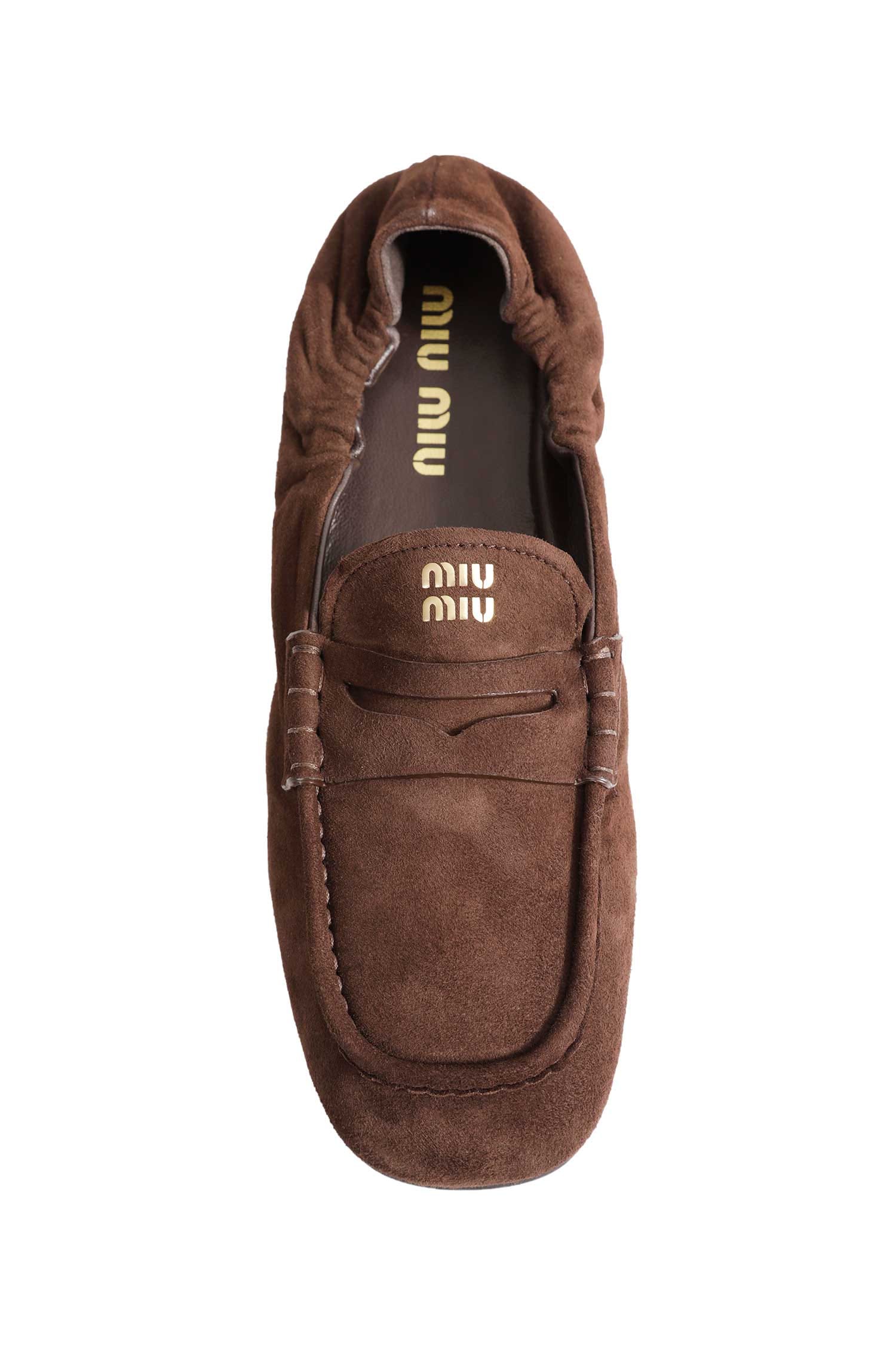 Miu Miu Ruches Suede Loafers