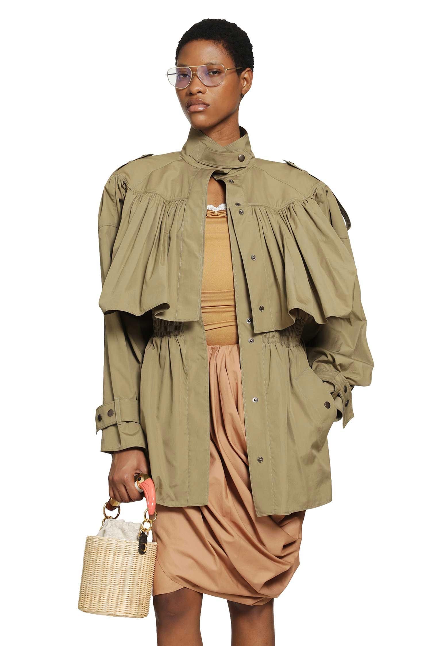 Chloe Short Trench Coat in Cotton Poplin