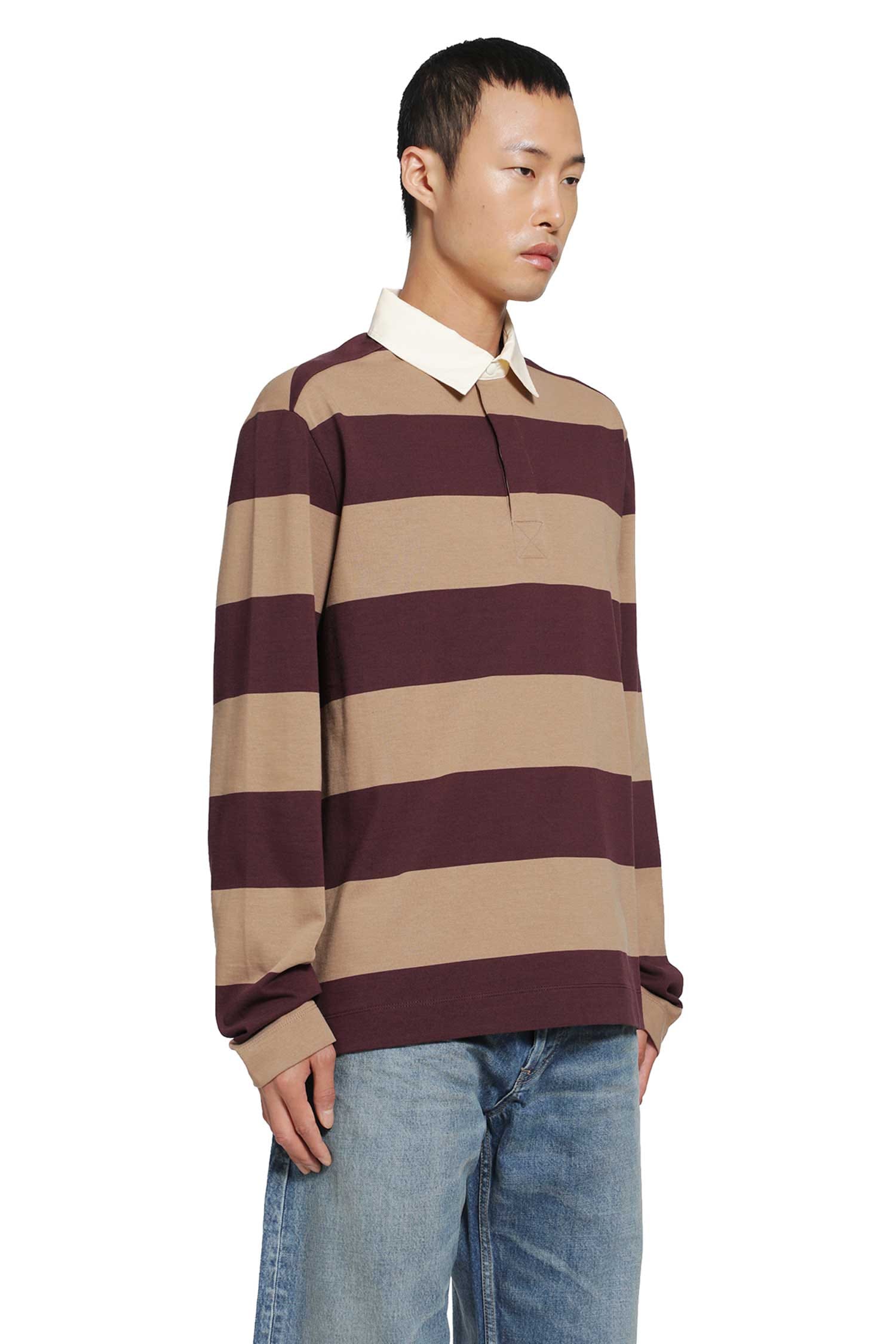Moncler Striped Cotton Long Sleeve Polo Shirt
