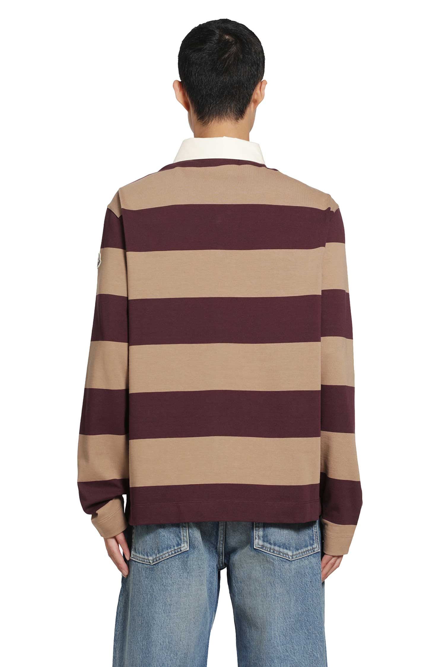 Moncler Striped Cotton Long Sleeve Polo Shirt