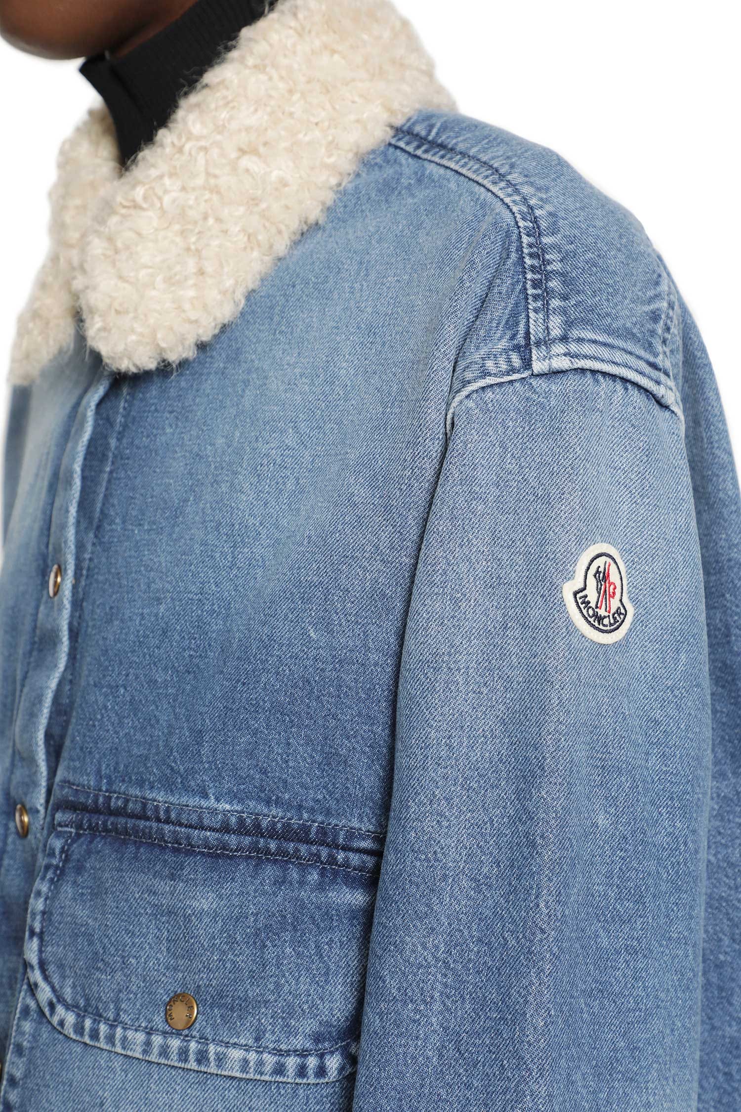 Moncler Teddy Trim Denim Shirt Jacket