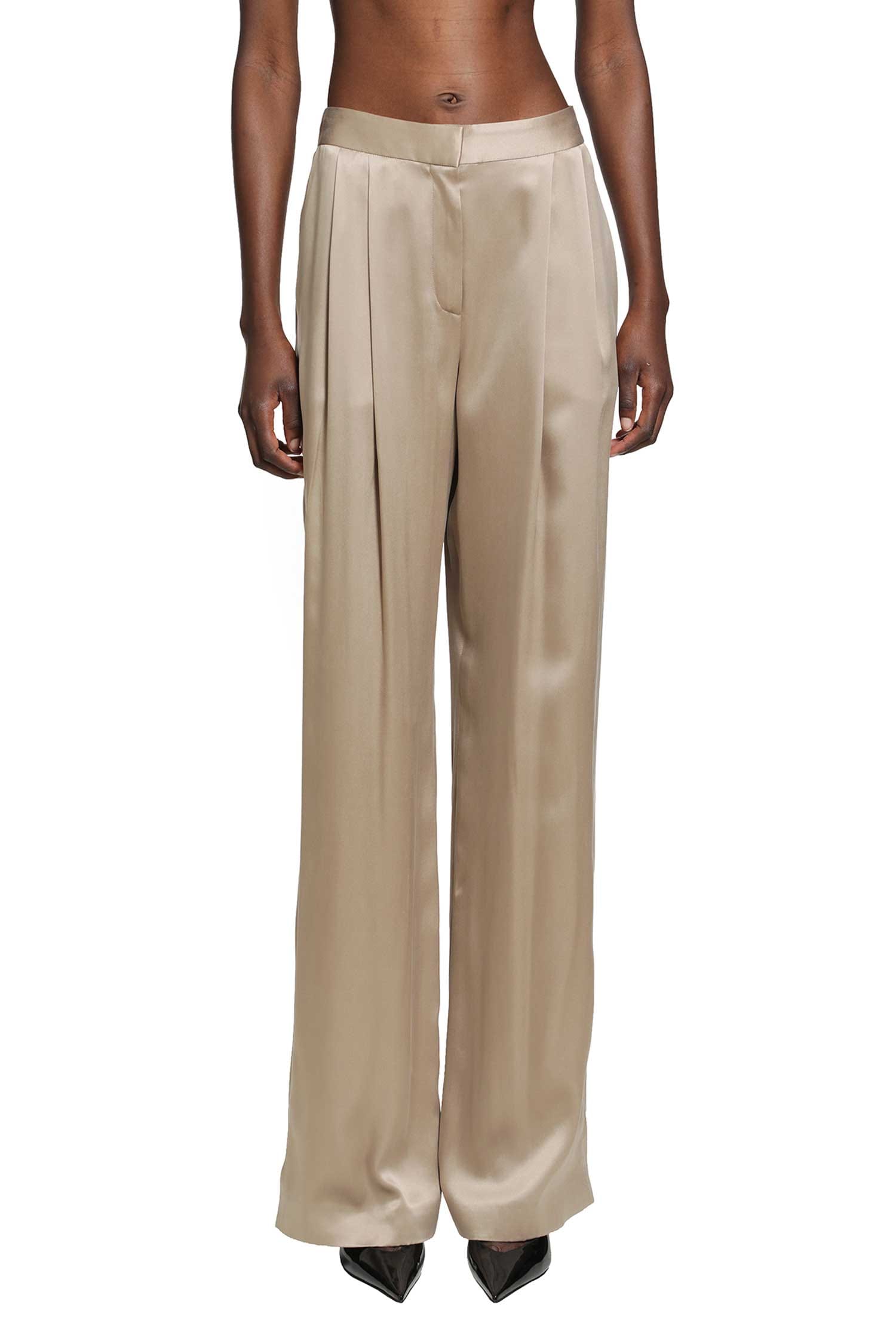 TOM FORD Silk Satin Double Pleat Pants