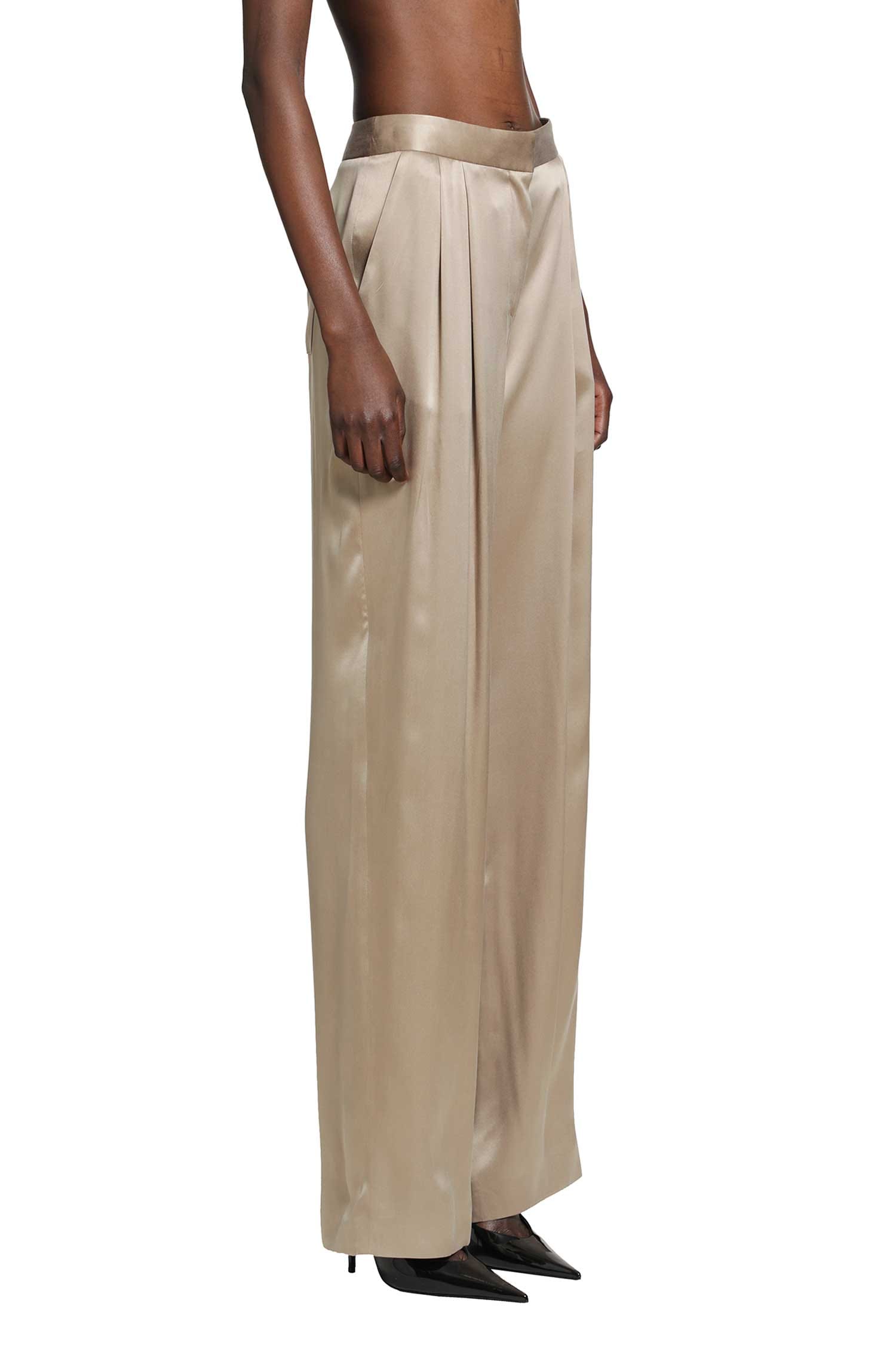 TOM FORD Silk Satin Double Pleat Pants