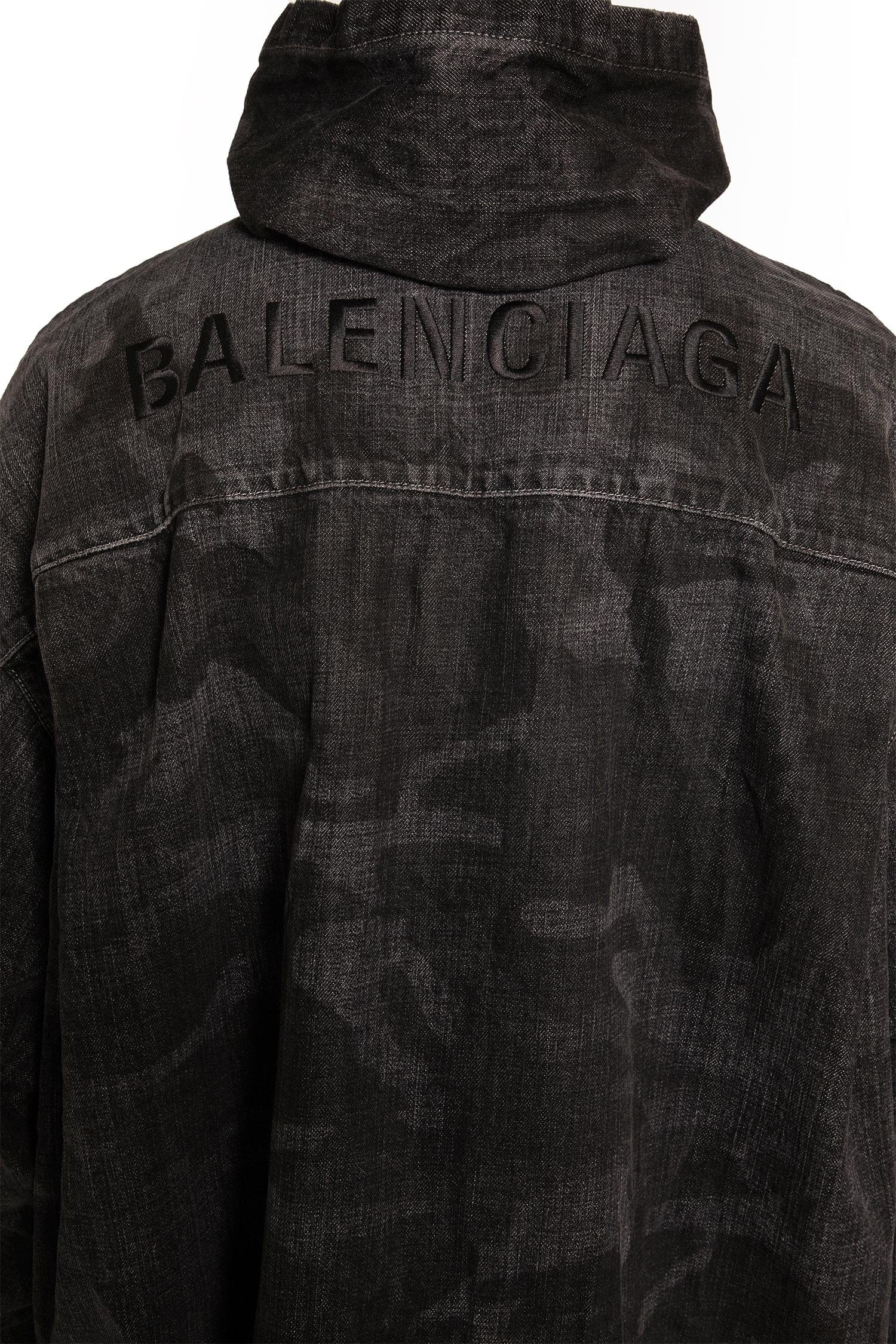 Balenciaga Washed Camo Denim Hooded Shirt