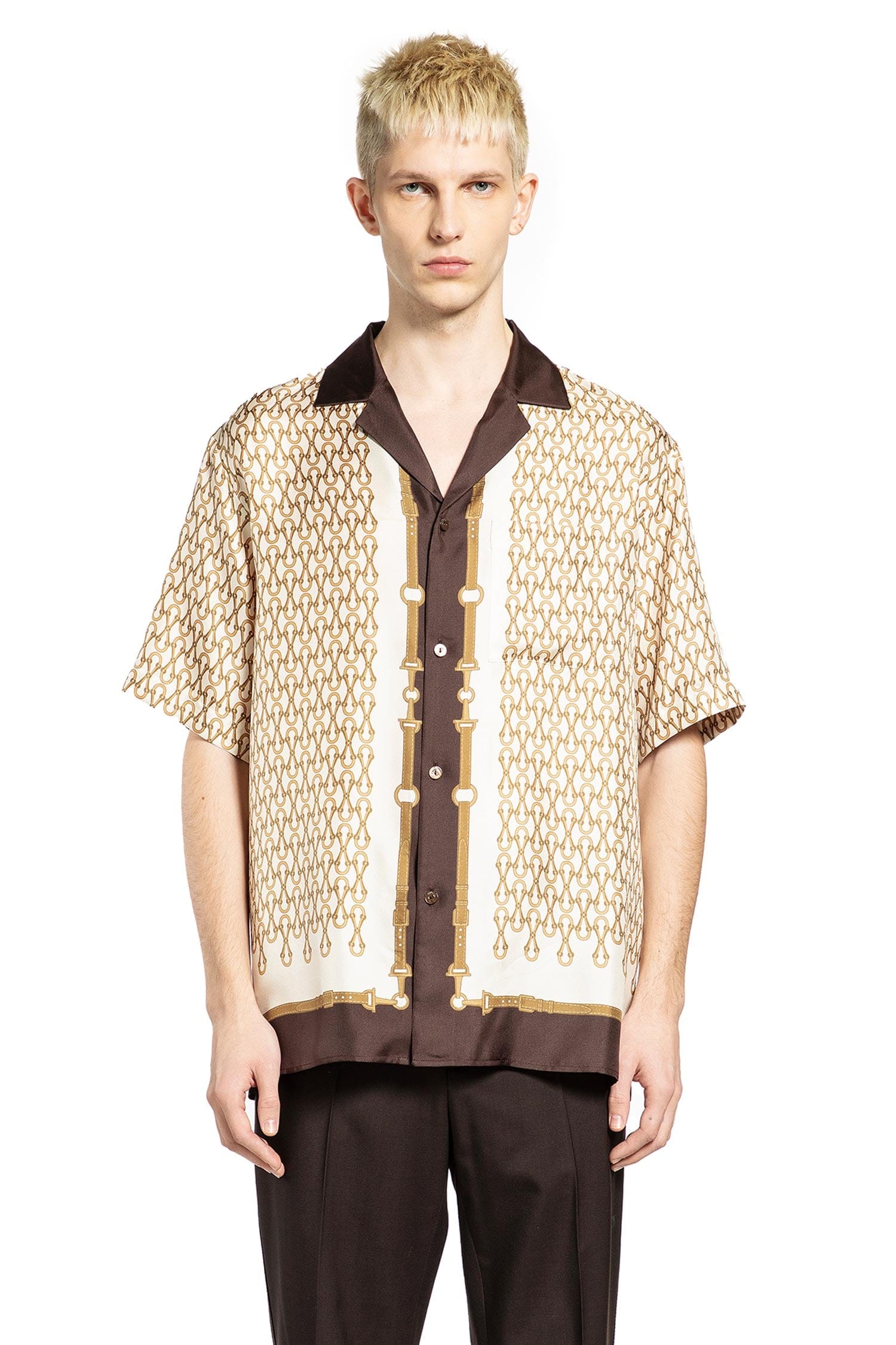 Gucci Equestrian Silk Twill Bowling Shirt