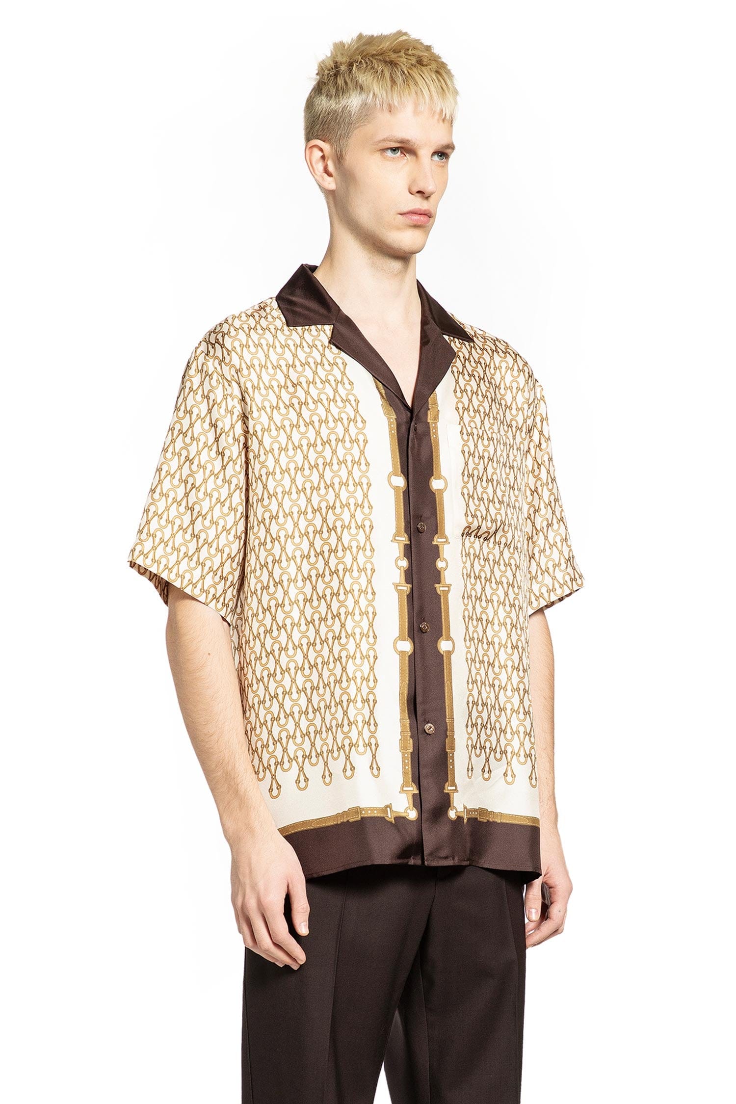 Gucci Equestrian Silk Twill Bowling Shirt