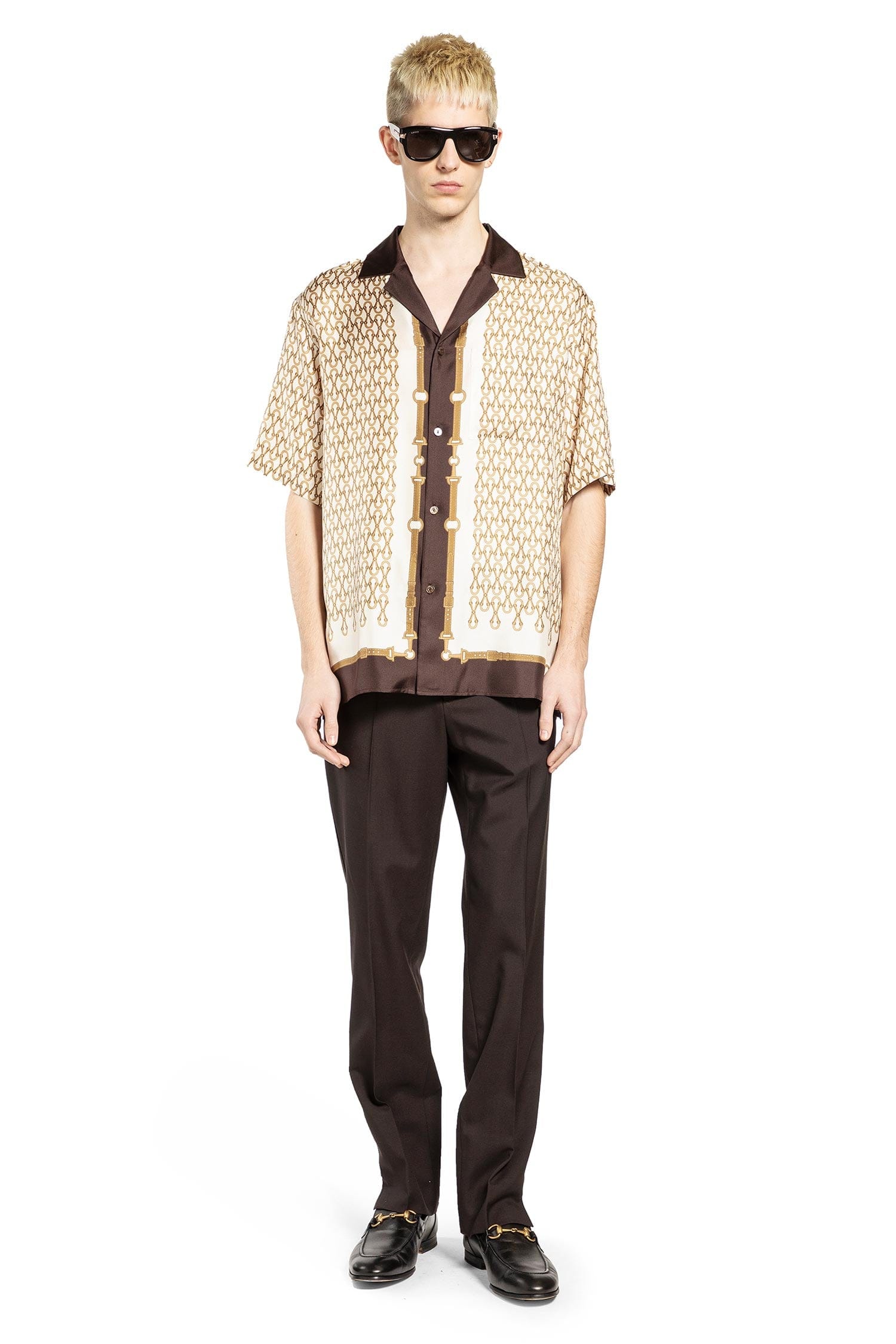Gucci Equestrian Silk Twill Bowling Shirt