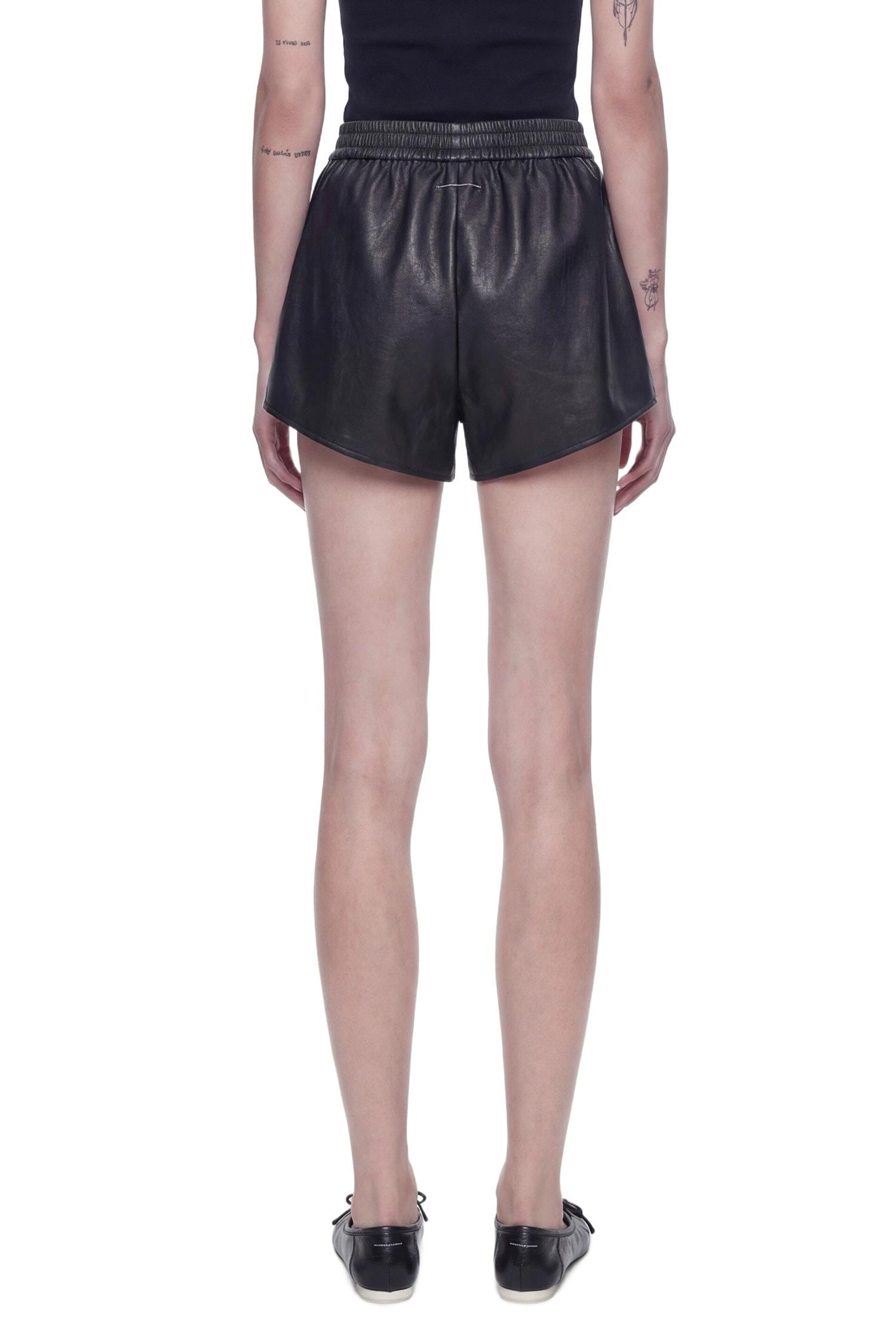 MM6 Maison Margiela Crackled Faux Leather Shorts