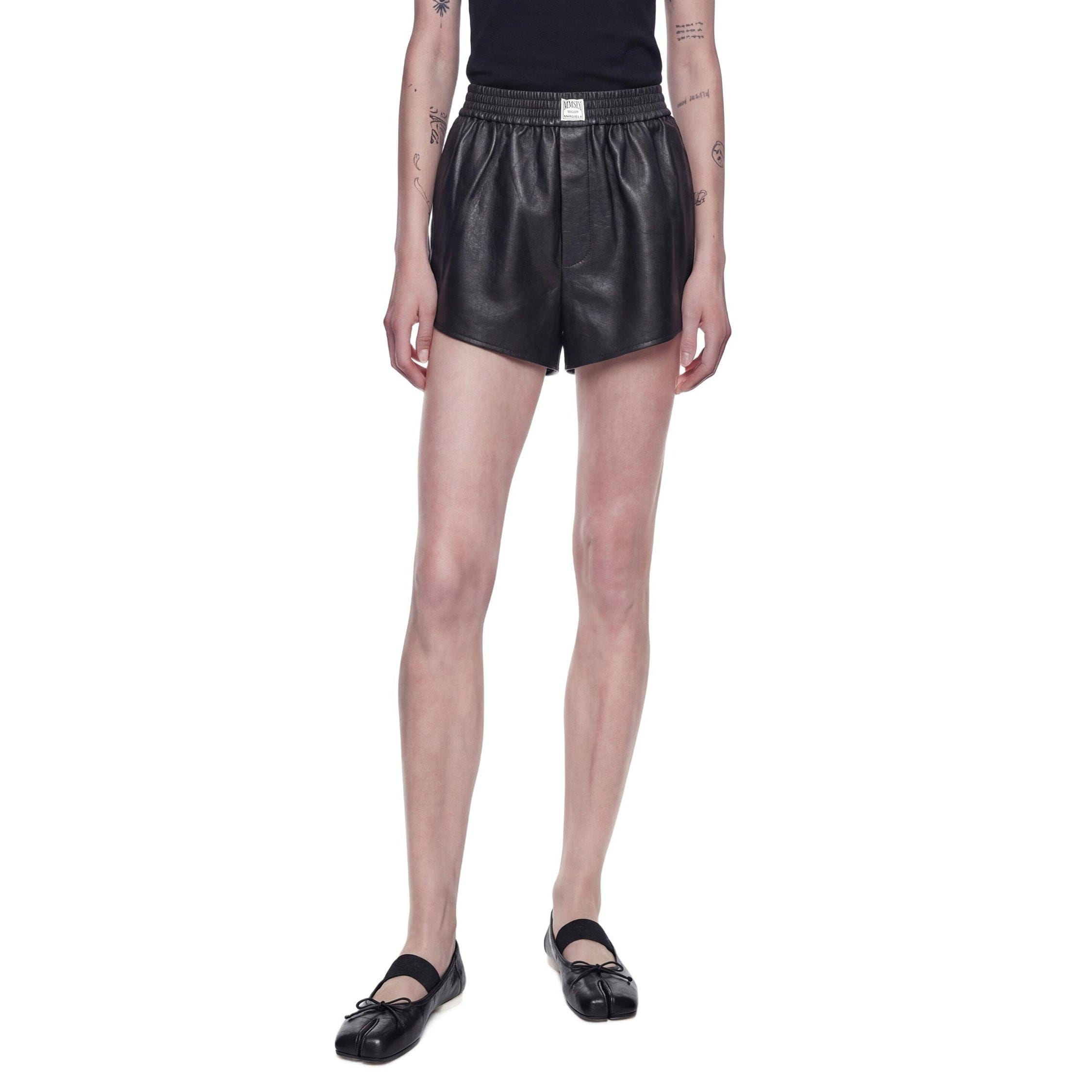 MM6 Maison Margiela Crackled Faux Leather Shorts