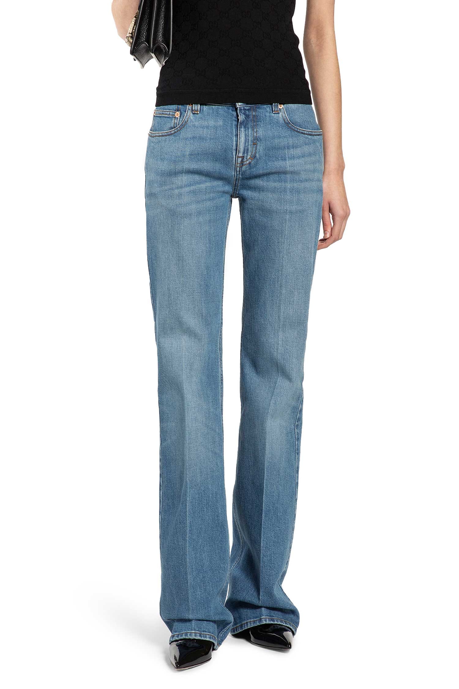 Gucci Flared Stretch Cotton Denim Trousers