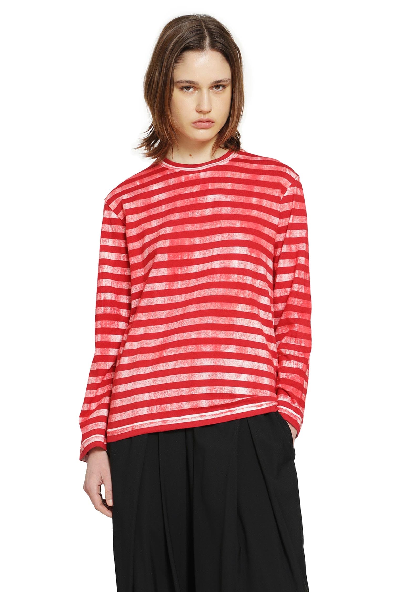 Comme Des Garcons Striped Cotton Jersey Long Sleeve T-Shirt