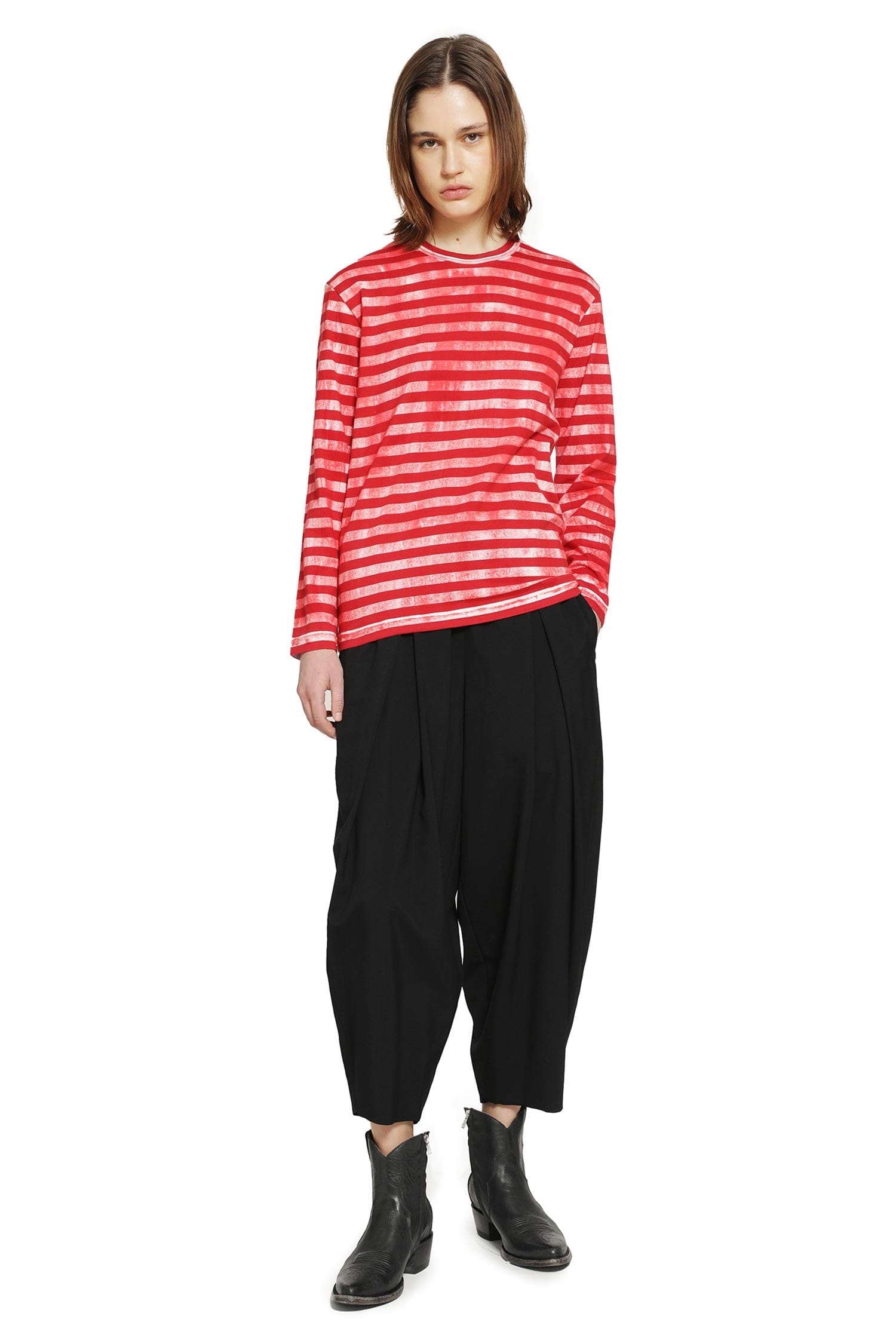 Comme Des Garcons Striped Cotton Jersey Long Sleeve T-Shirt