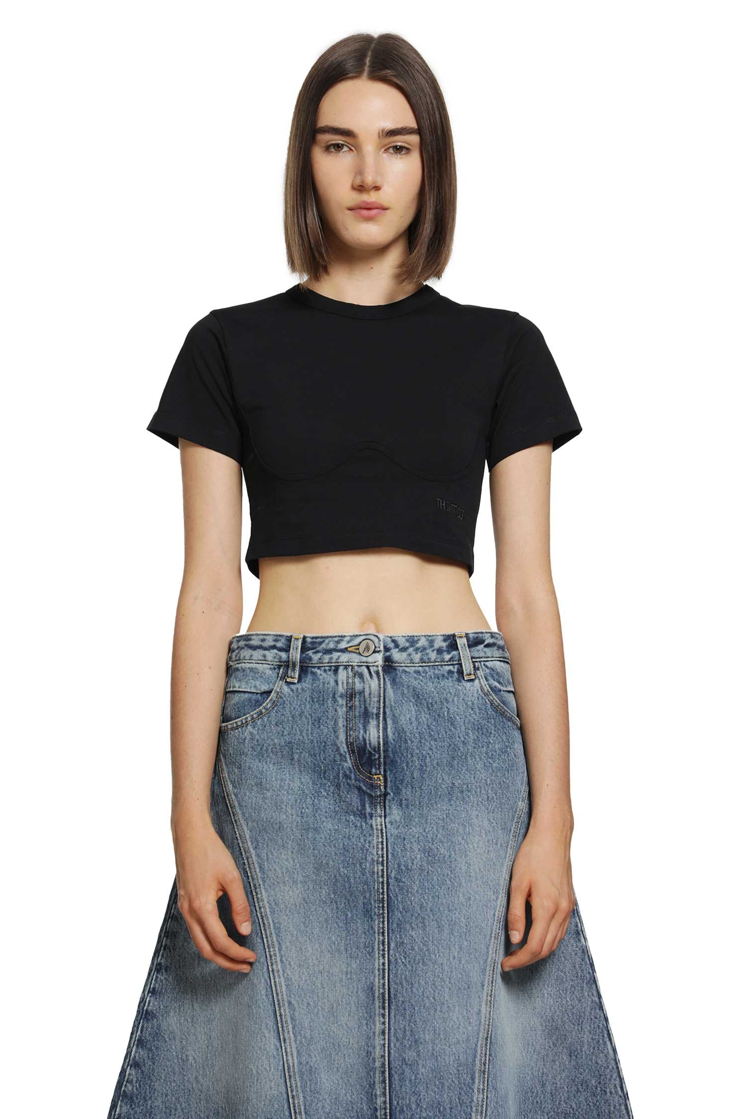 The Attico Contour Bust Cropped T-Shirt