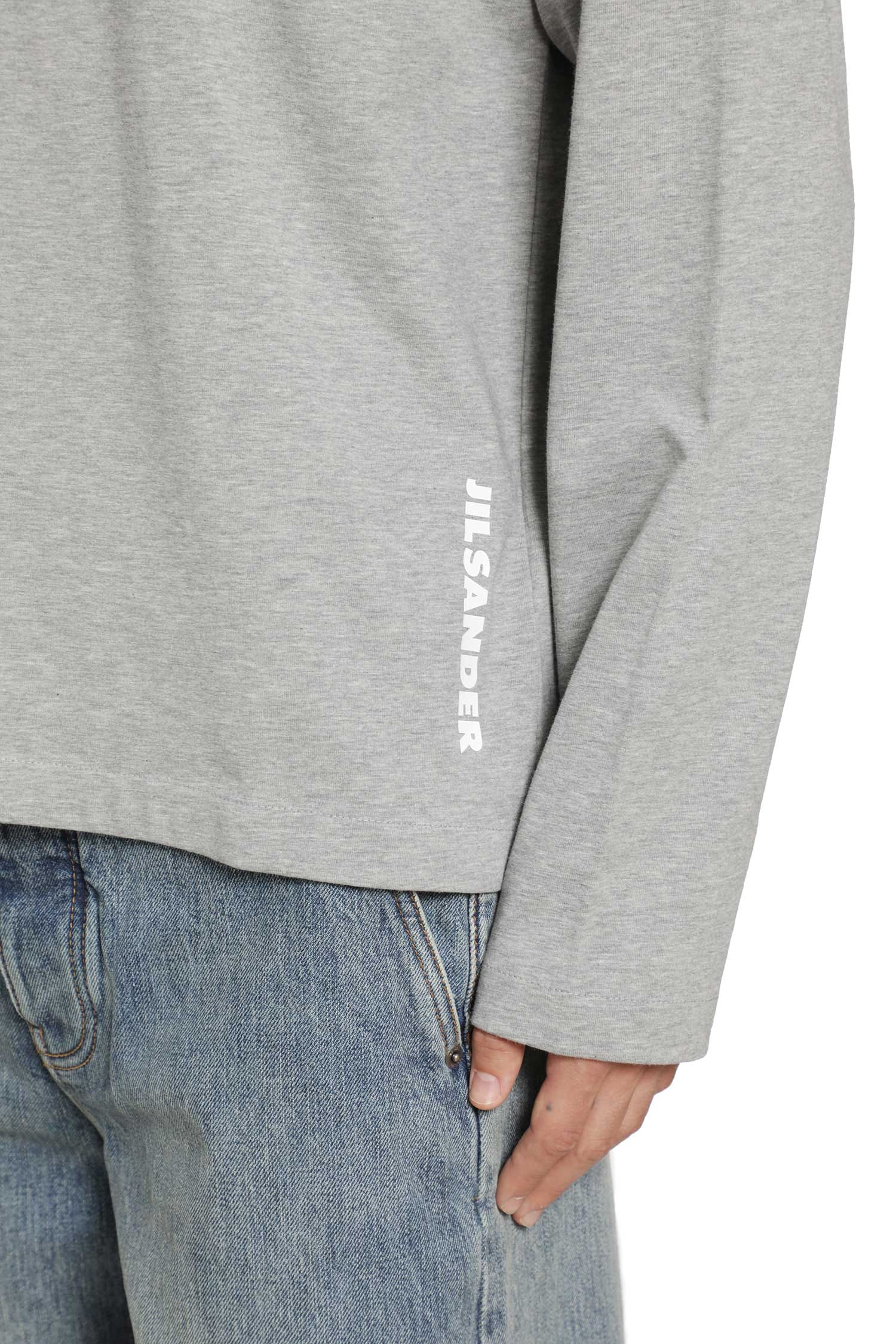 Jil Sander Vertical Logo Cotton Long Sleeve T-Shirt