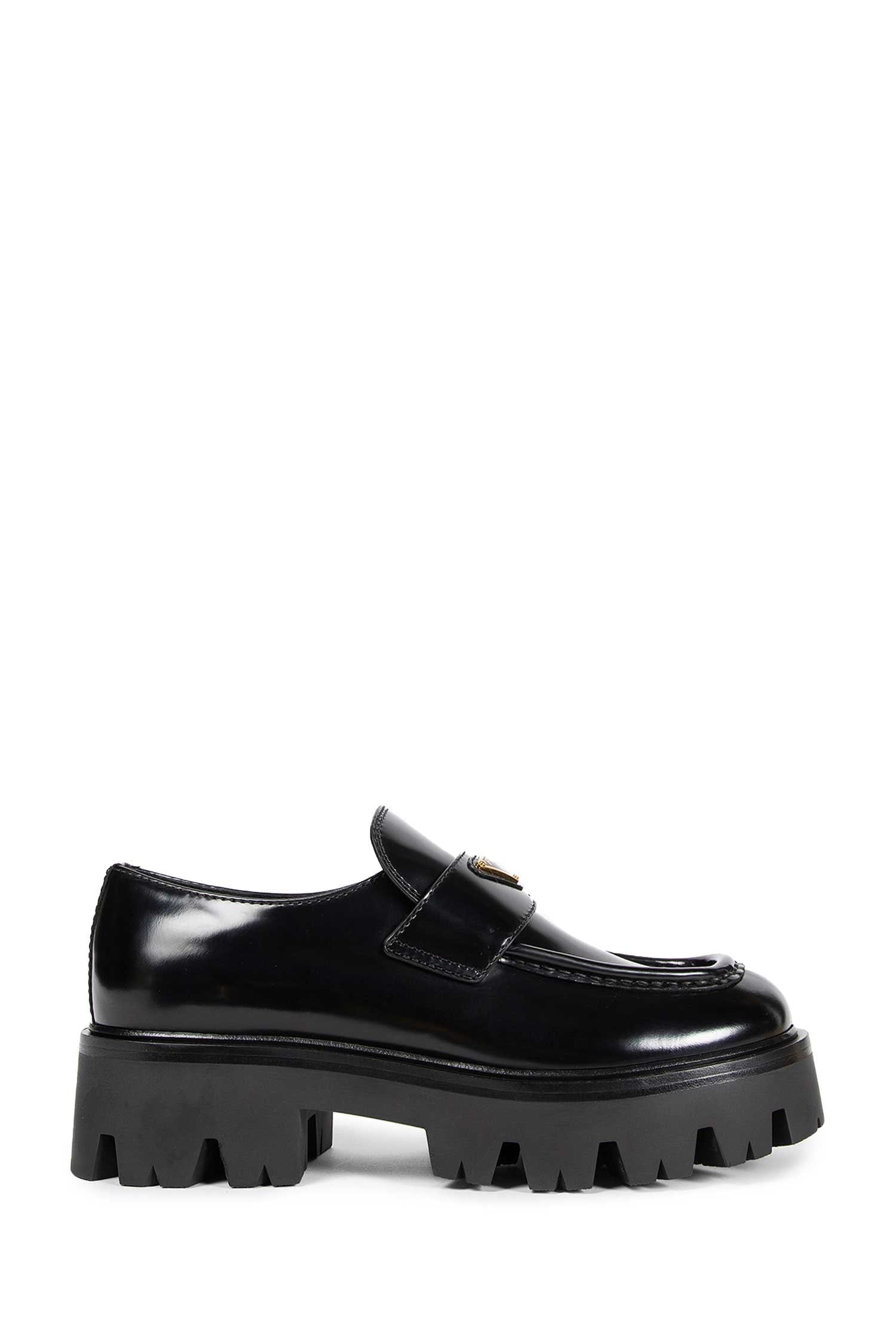 Prada Brushed Leather Platform Loafers