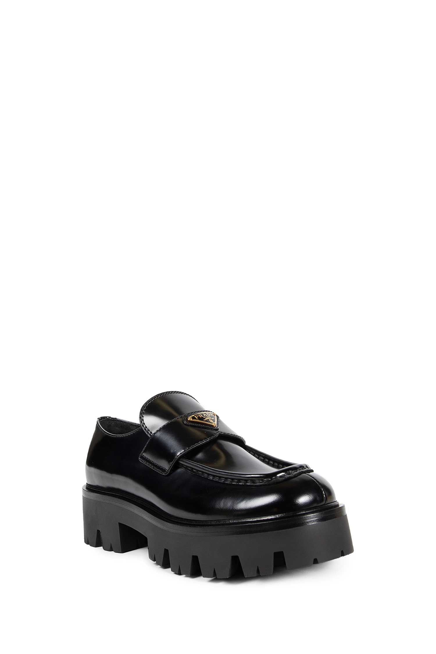 Prada Brushed Leather Platform Loafers