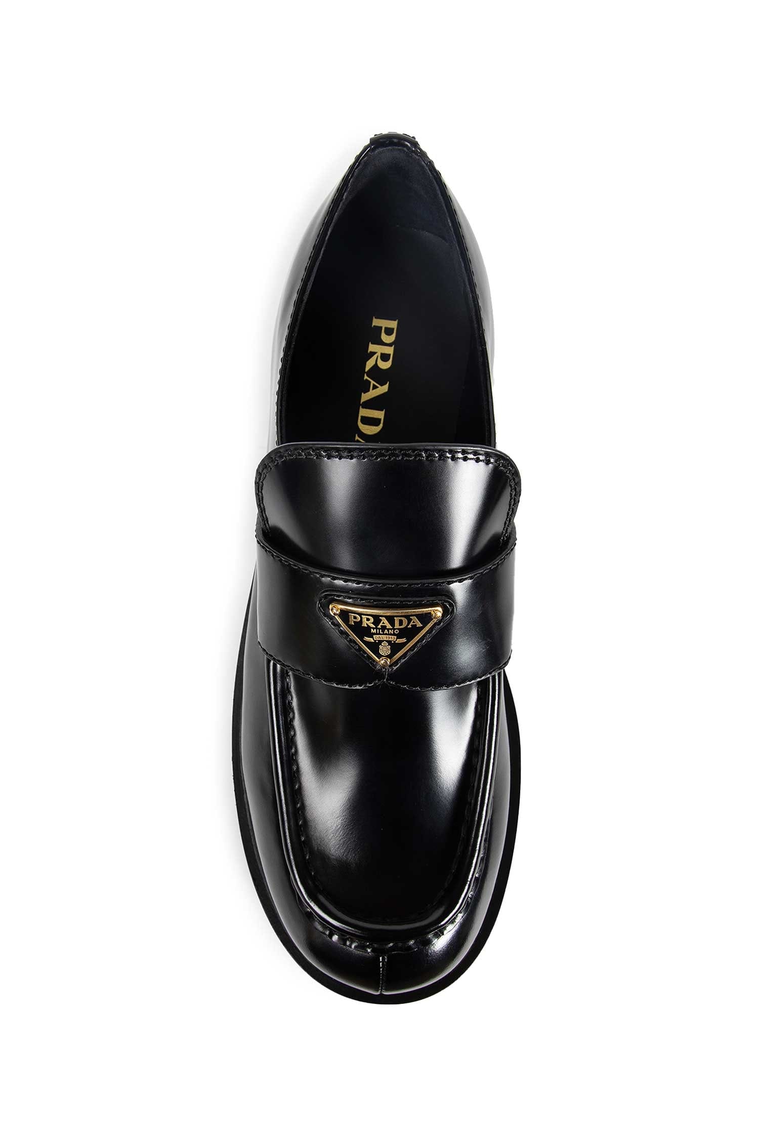 Prada Brushed Leather Platform Loafers