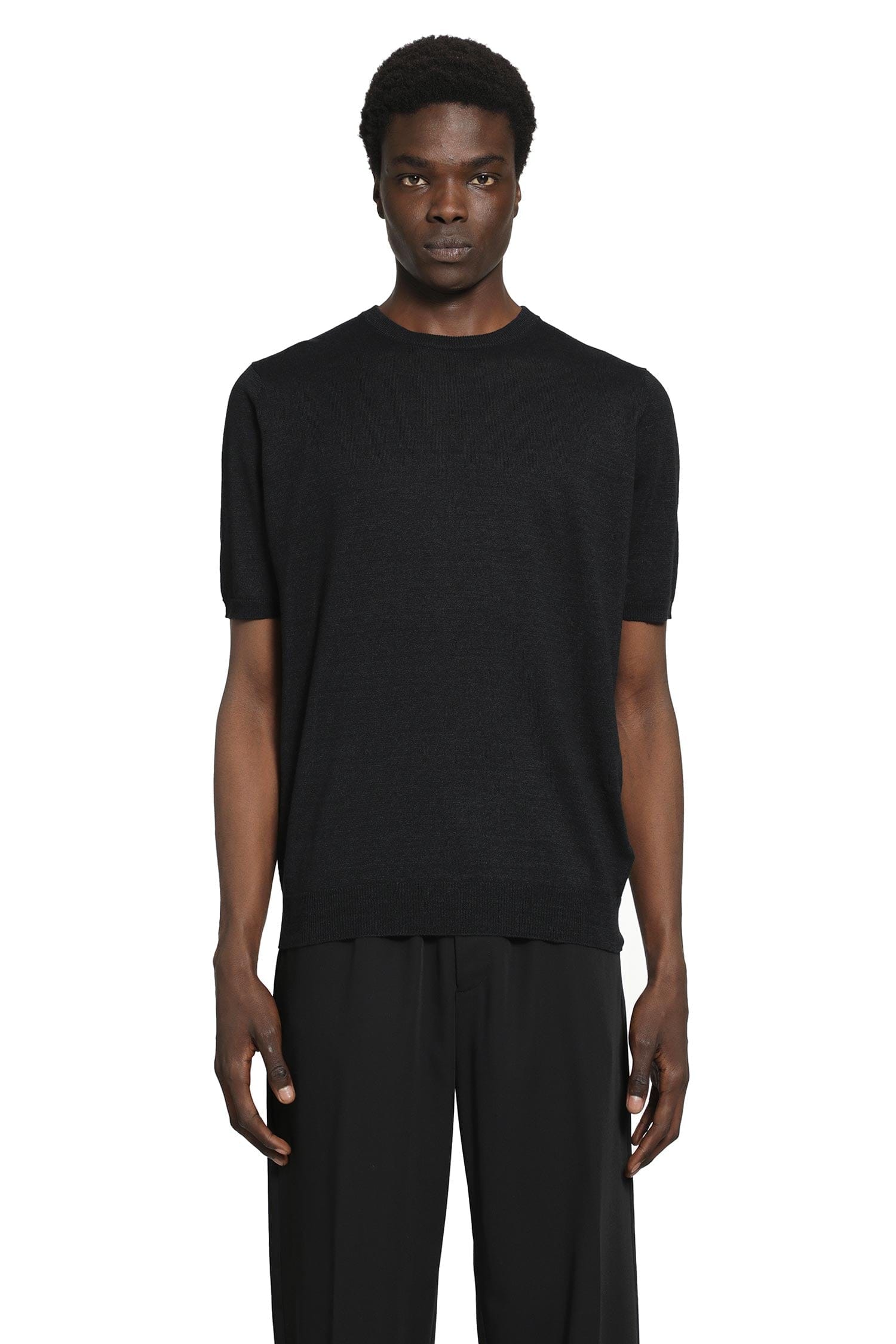 Lardini Cotton Linen Jacquard Knit T-Shirt