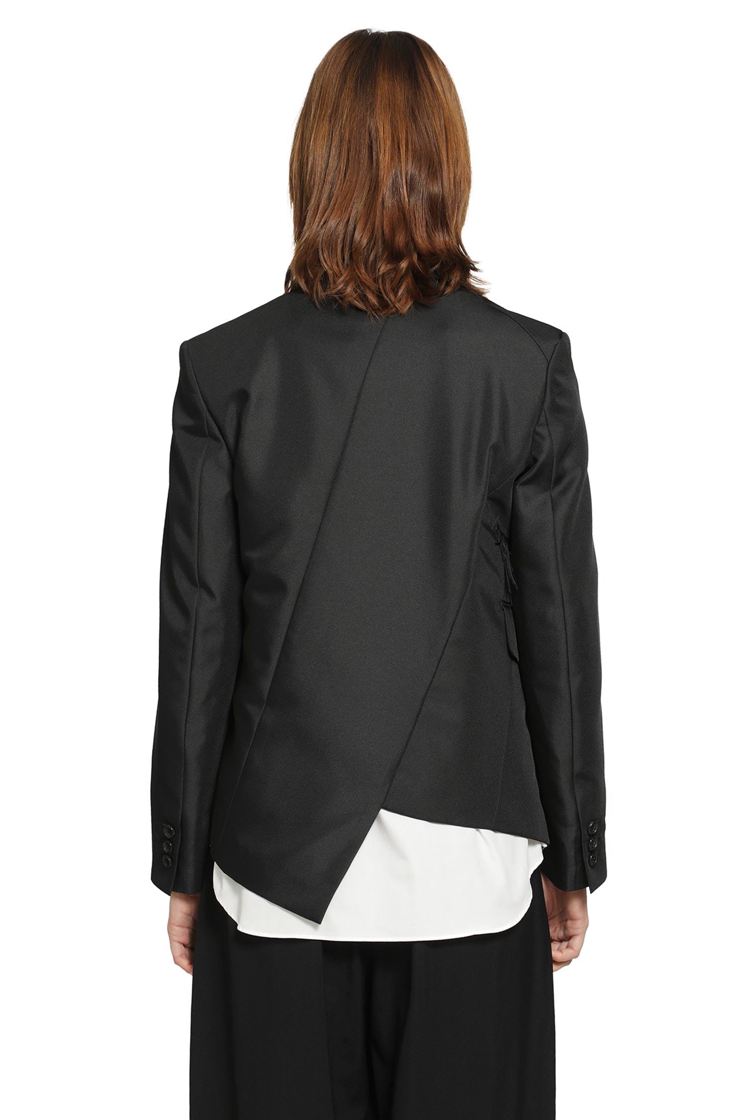 Comme Des Garcons Single-Breasted Blazer with Frayed Trim