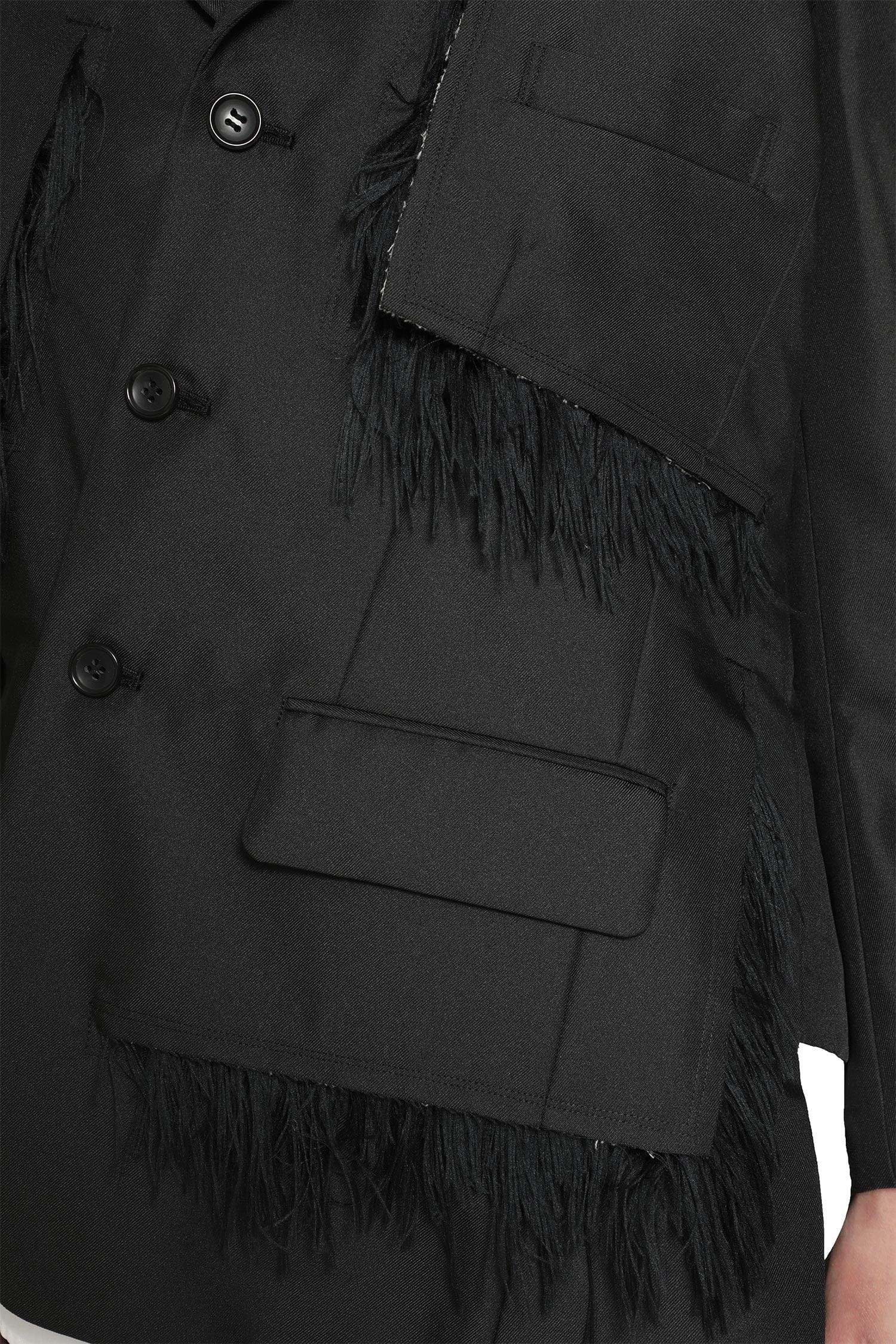 Comme Des Garcons Single-Breasted Blazer with Frayed Trim