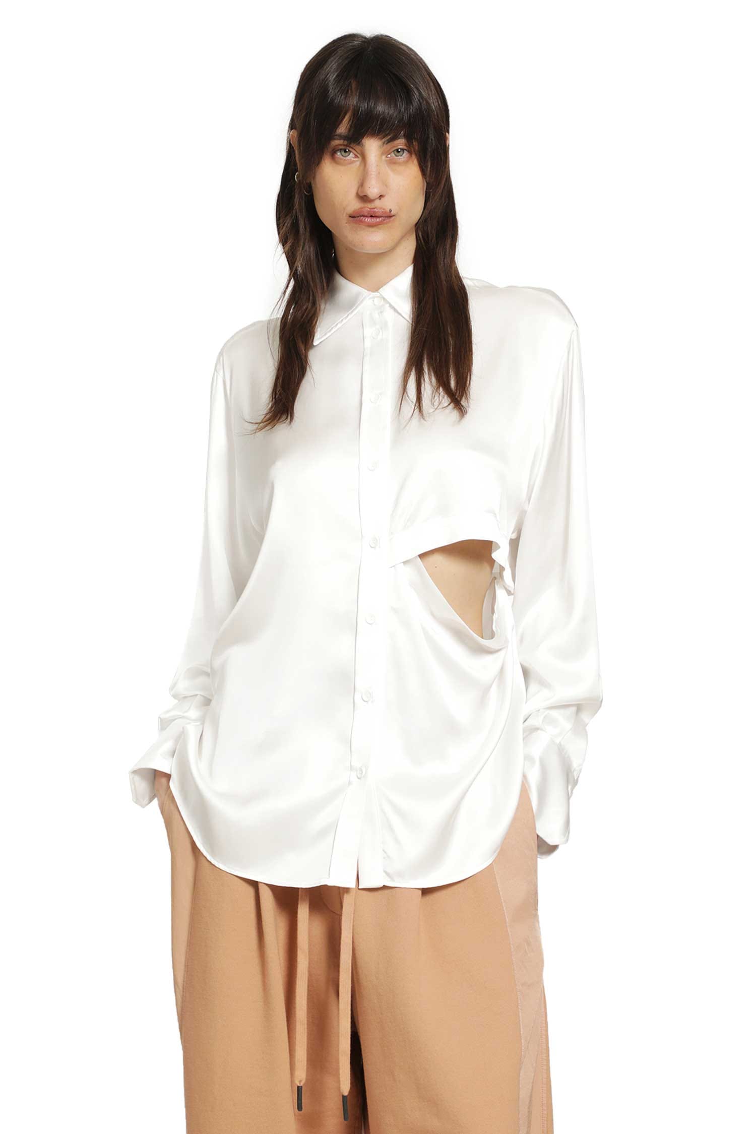 ANDREA YA AQOV Cut-Out Shirt in Satin