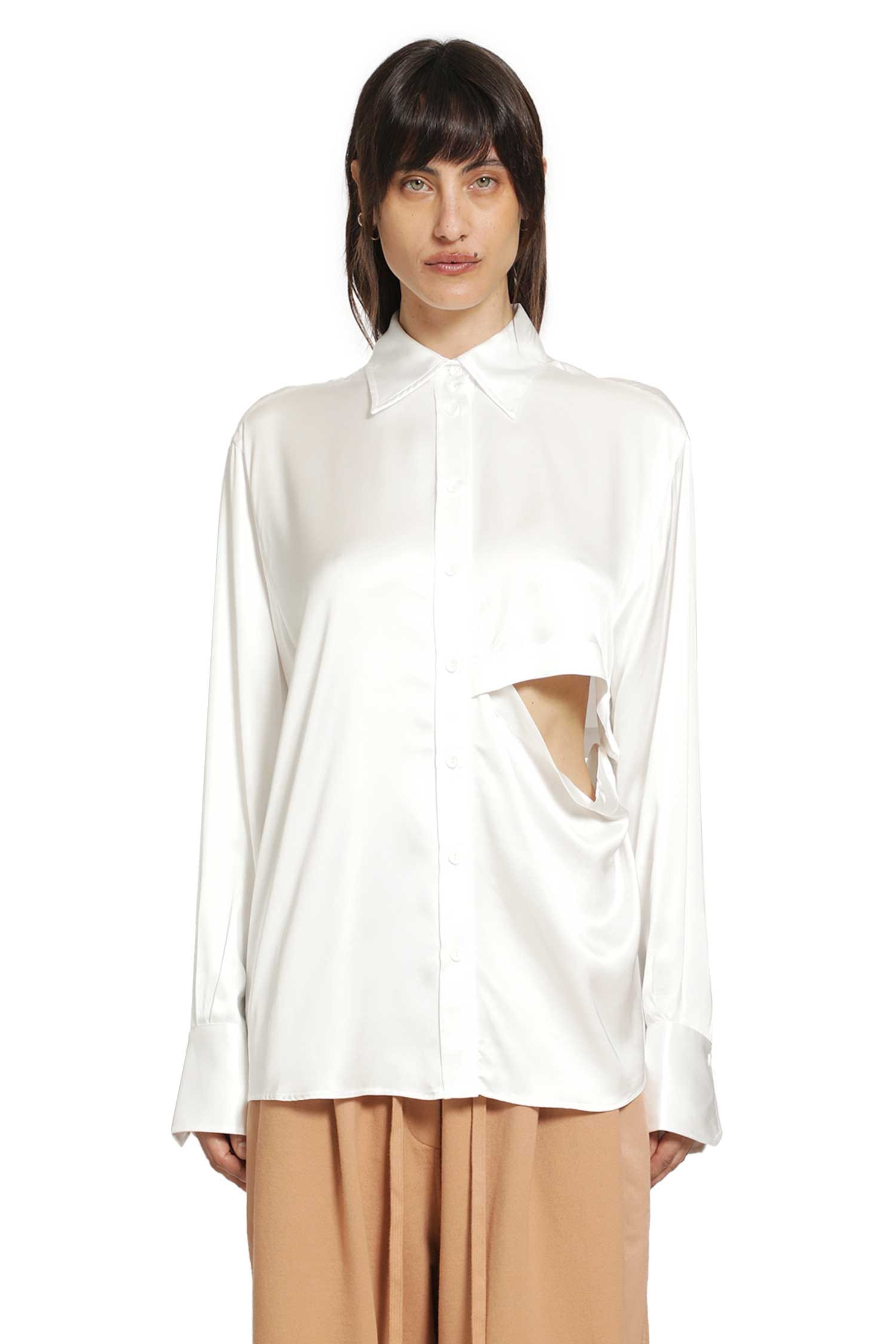 ANDREA YA AQOV Cut-Out Shirt in Satin