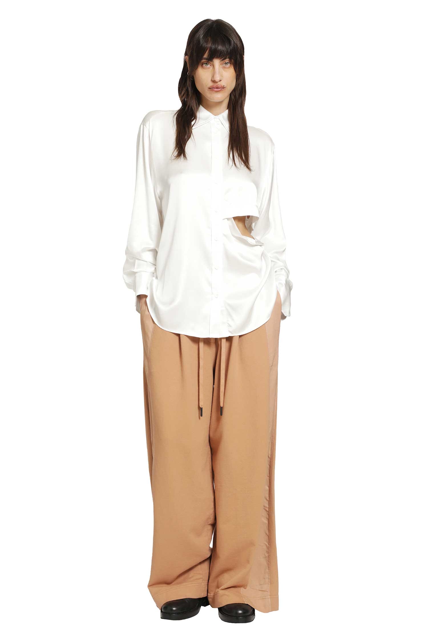 ANDREA YA AQOV Cut-Out Shirt in Satin