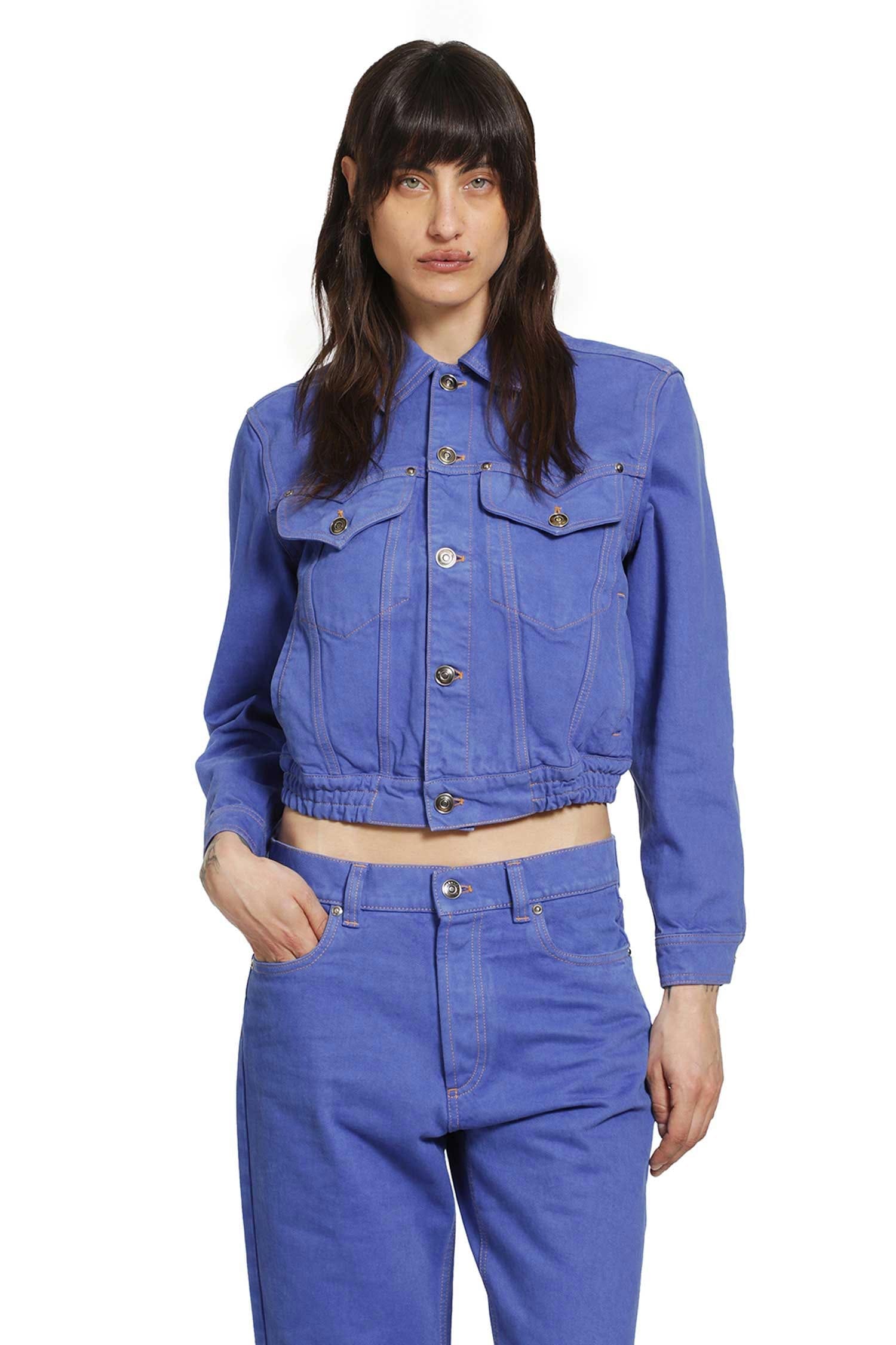 VERSACE WOMAN BLUE JACKETS