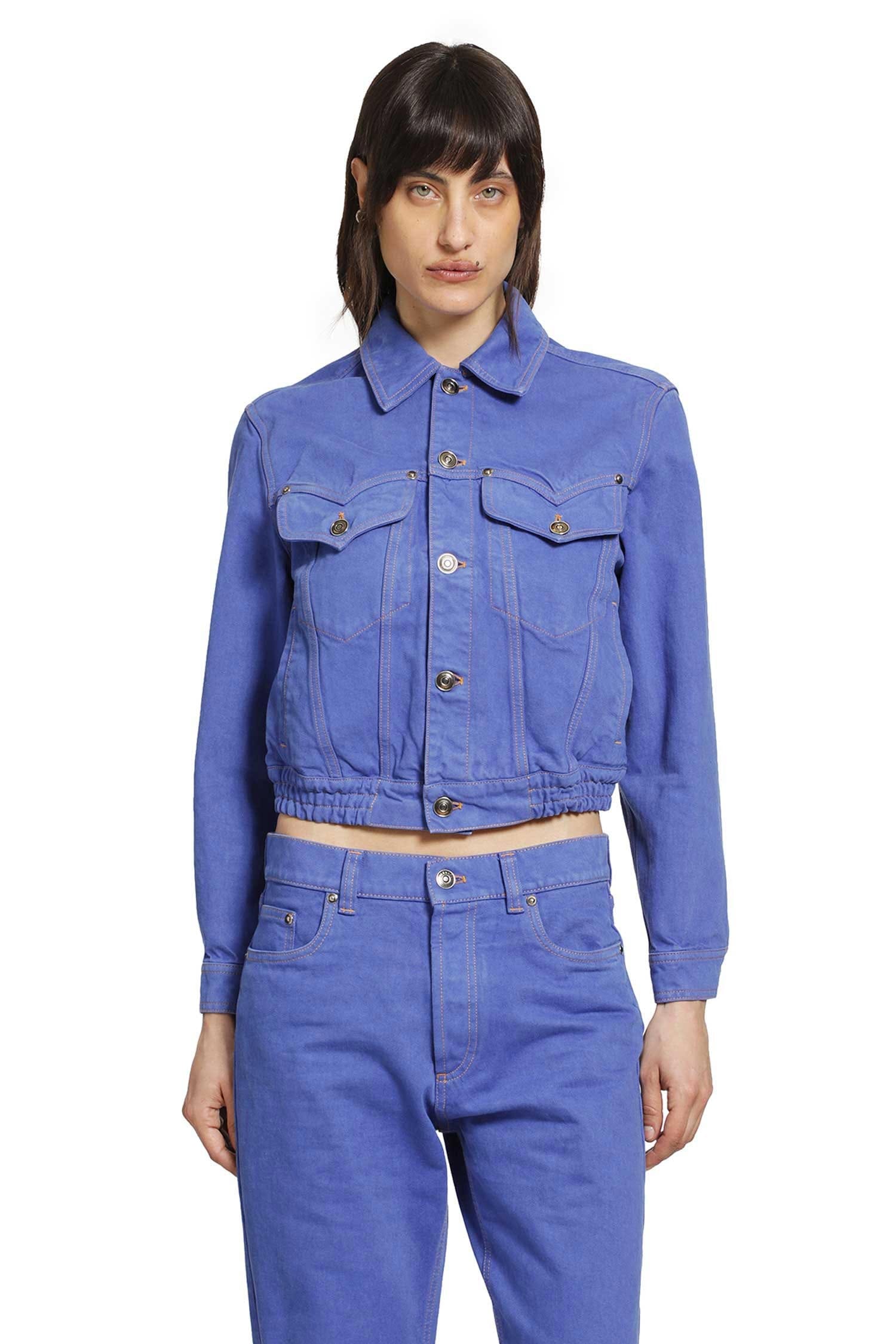 VERSACE WOMAN BLUE JACKETS