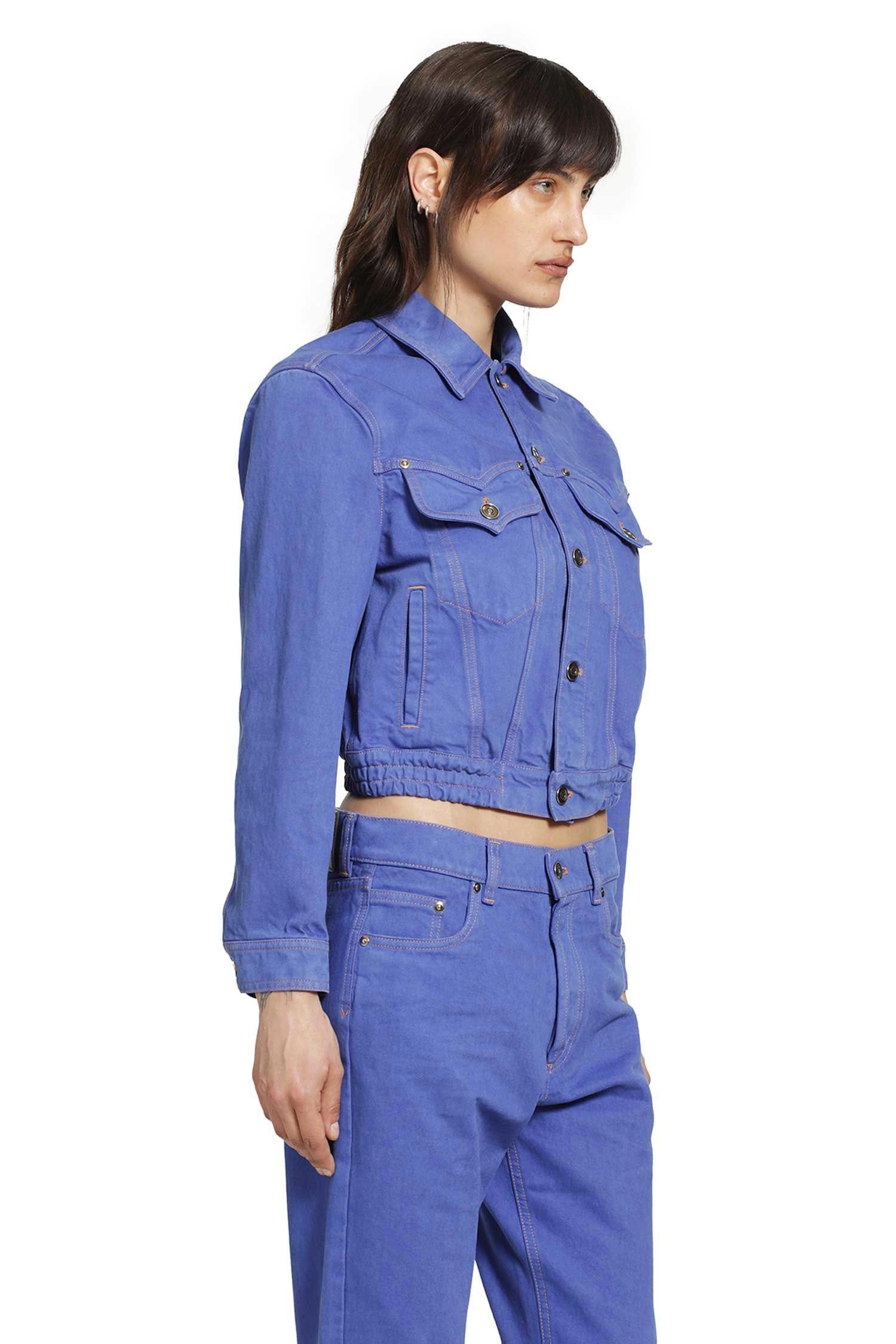VERSACE WOMAN BLUE JACKETS