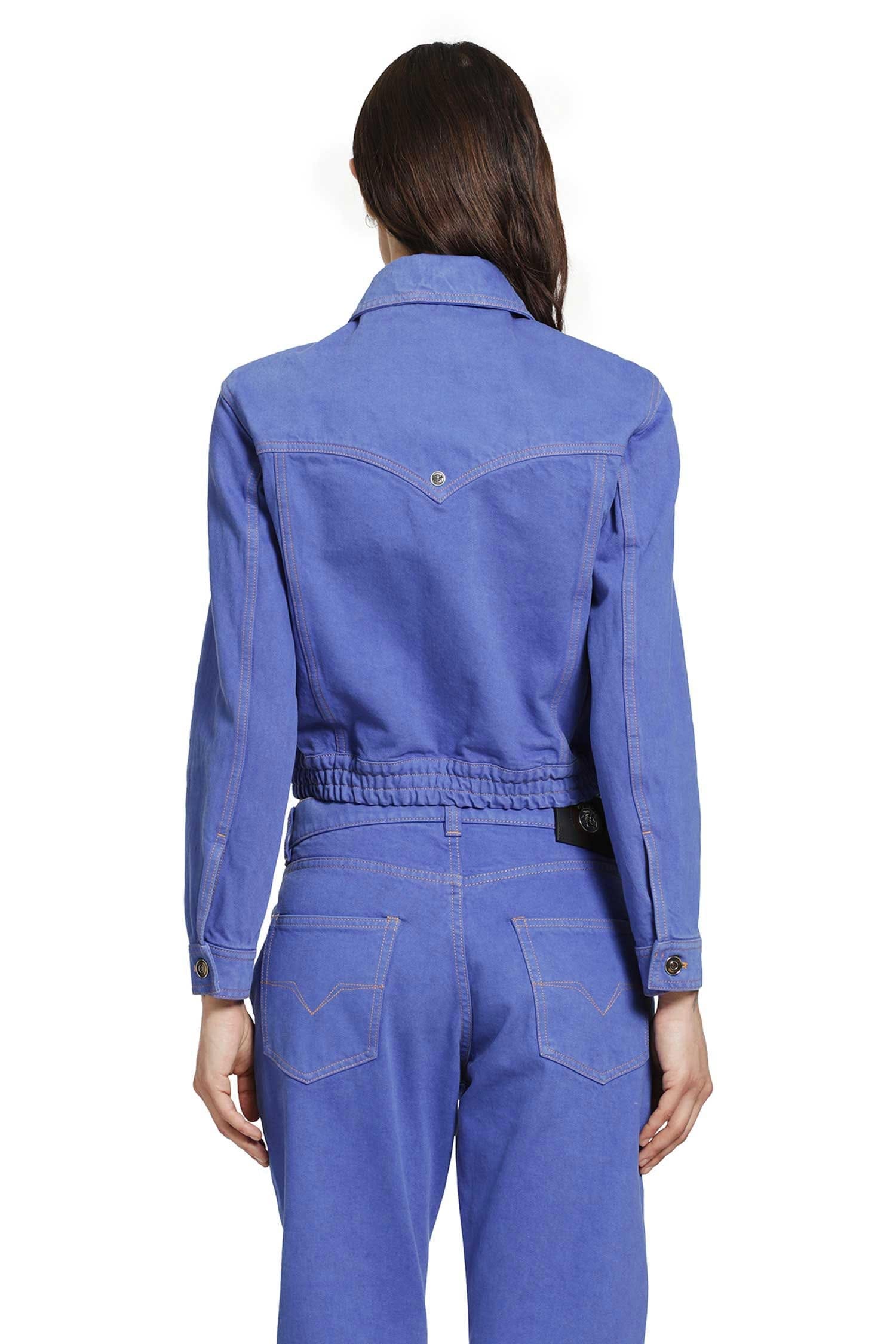 VERSACE WOMAN BLUE JACKETS